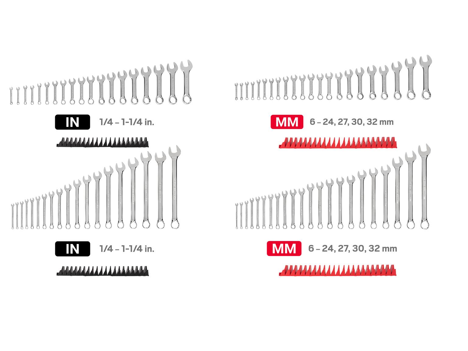 TEKTON Stubby and Standard Length Combination Wrench Set with Modular Organizers, 82-Piece (1/4 - 1-1/4 in., 6 - 32 mm, Common Sizes)