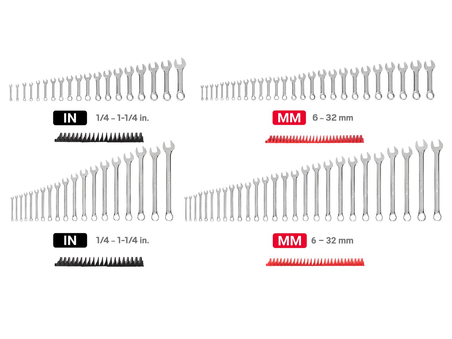 TEKTON Stubby and Standard Length Combination Wrench Set with Modular Organizers, 92-Piece (1/4 - 1-1/4 in., 6 - 32 mm)