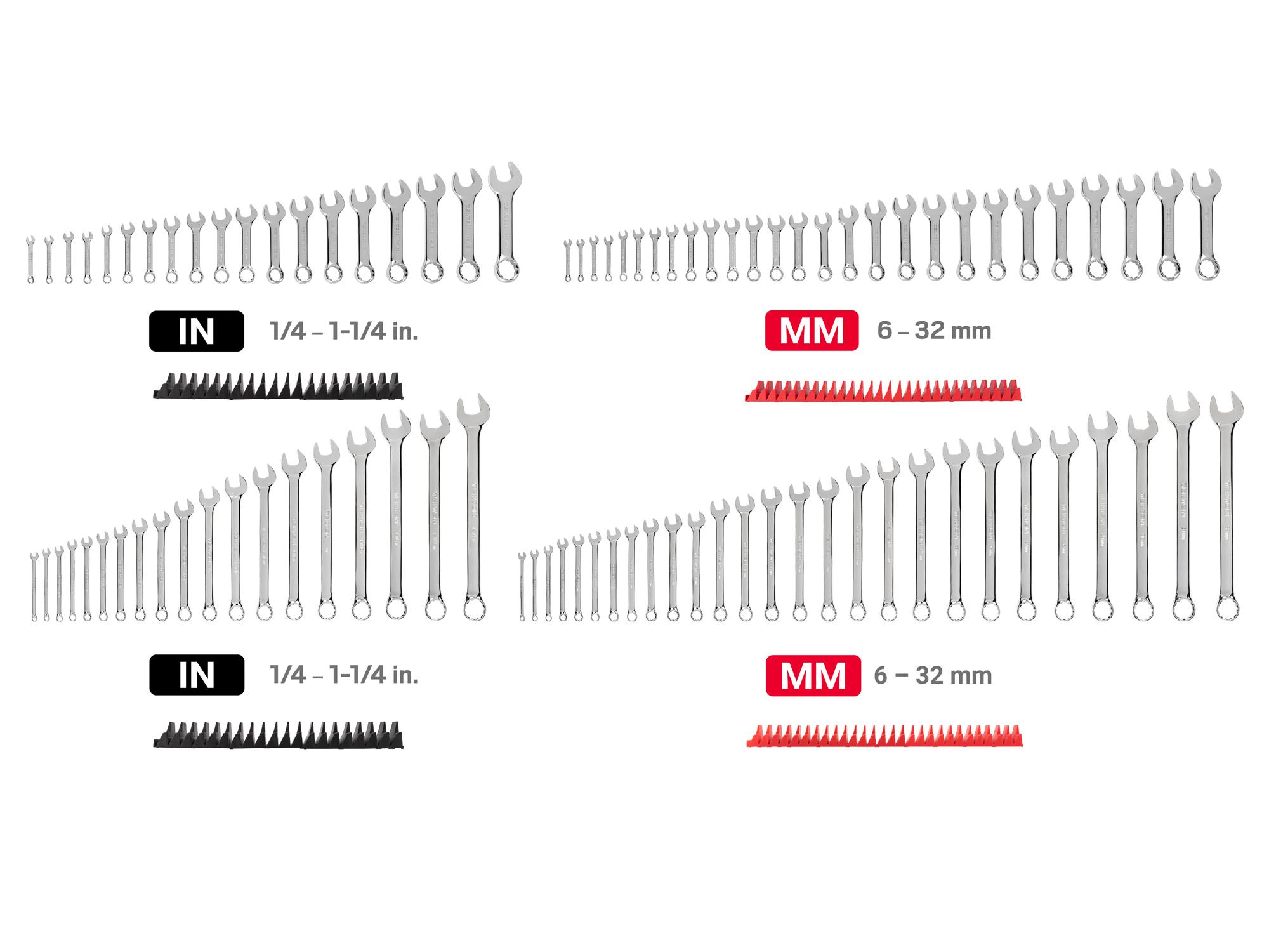 TEKTON Stubby and Standard Length Combination Wrench Set with Modular Organizers, 92-Piece (1/4 - 1-1/4 in., 6 - 32 mm)