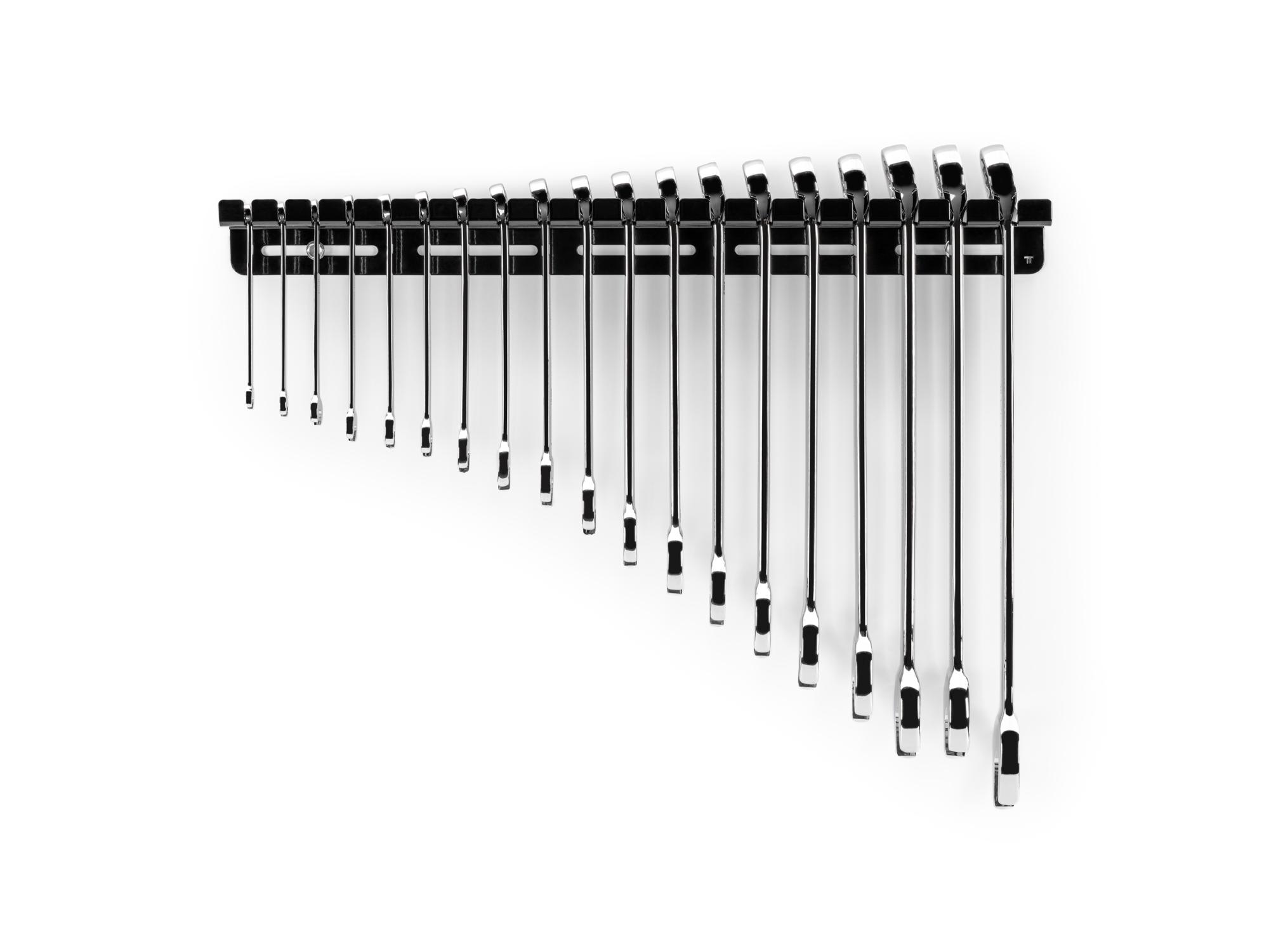 Front view of Tekton hanger combination wrench set. Item #WCB96101