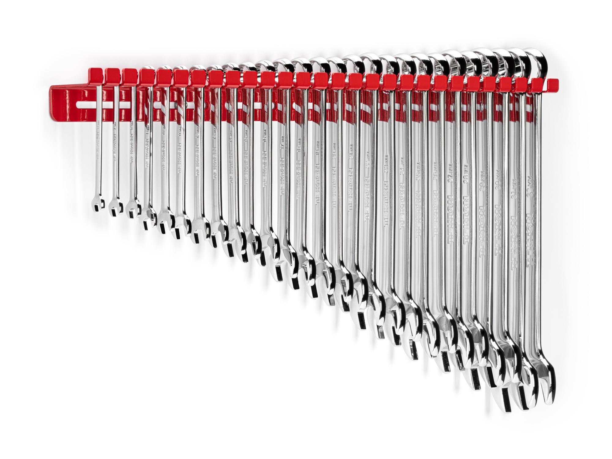 Front-right angle view of  Tekton hanger combination wrench set. Item #WCB96201