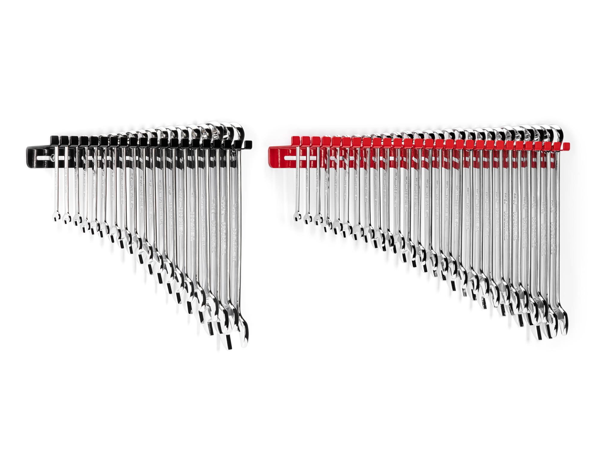 Front-right angle view of Tekton hanger combination wrench set. Item #WCB96301