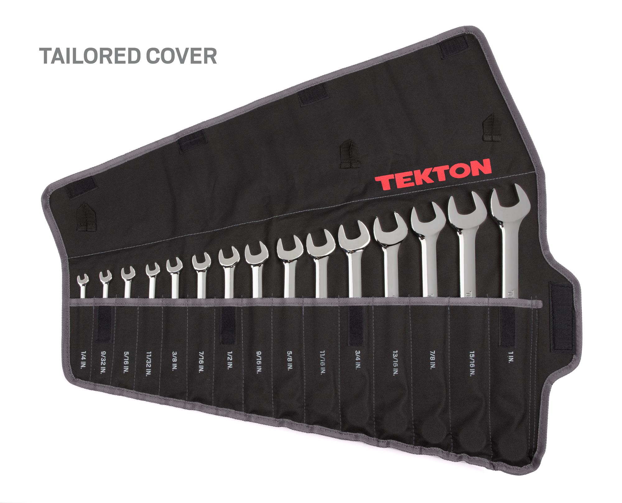 Example shown of Tekton pouch combination wrench set.