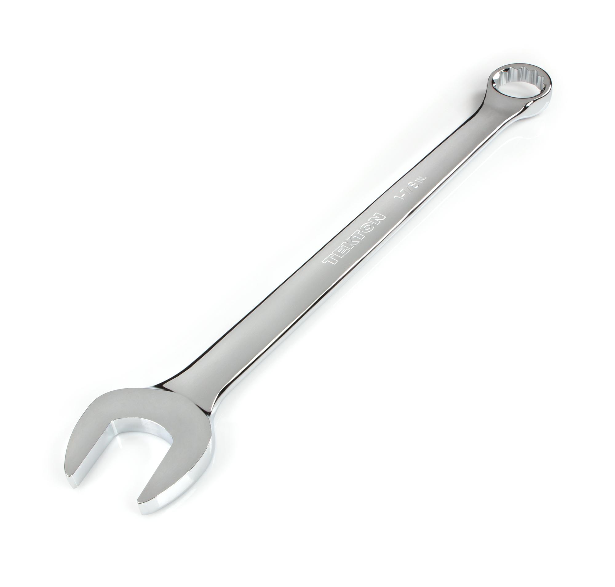 Front-right angle view of Tekton combination wrench. Item #WCB23048