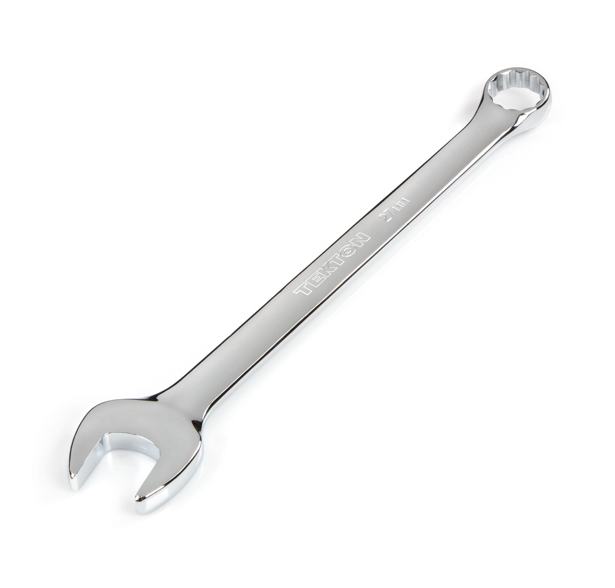 Front-right angle view of Tekton combination wrench. Item #WCB24027