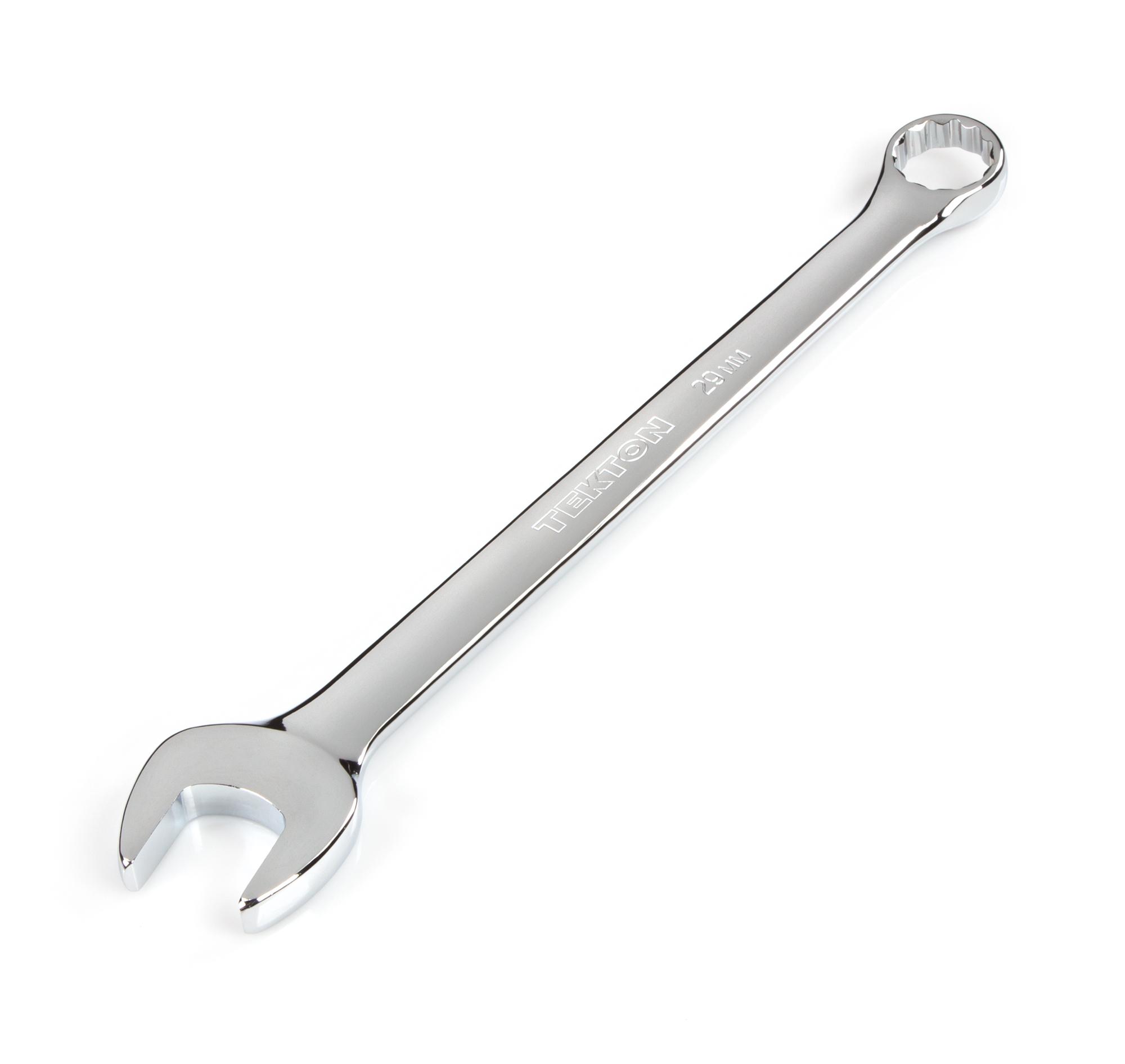 Front-right angle view of Tekton combination wrench. Item #WCB24029