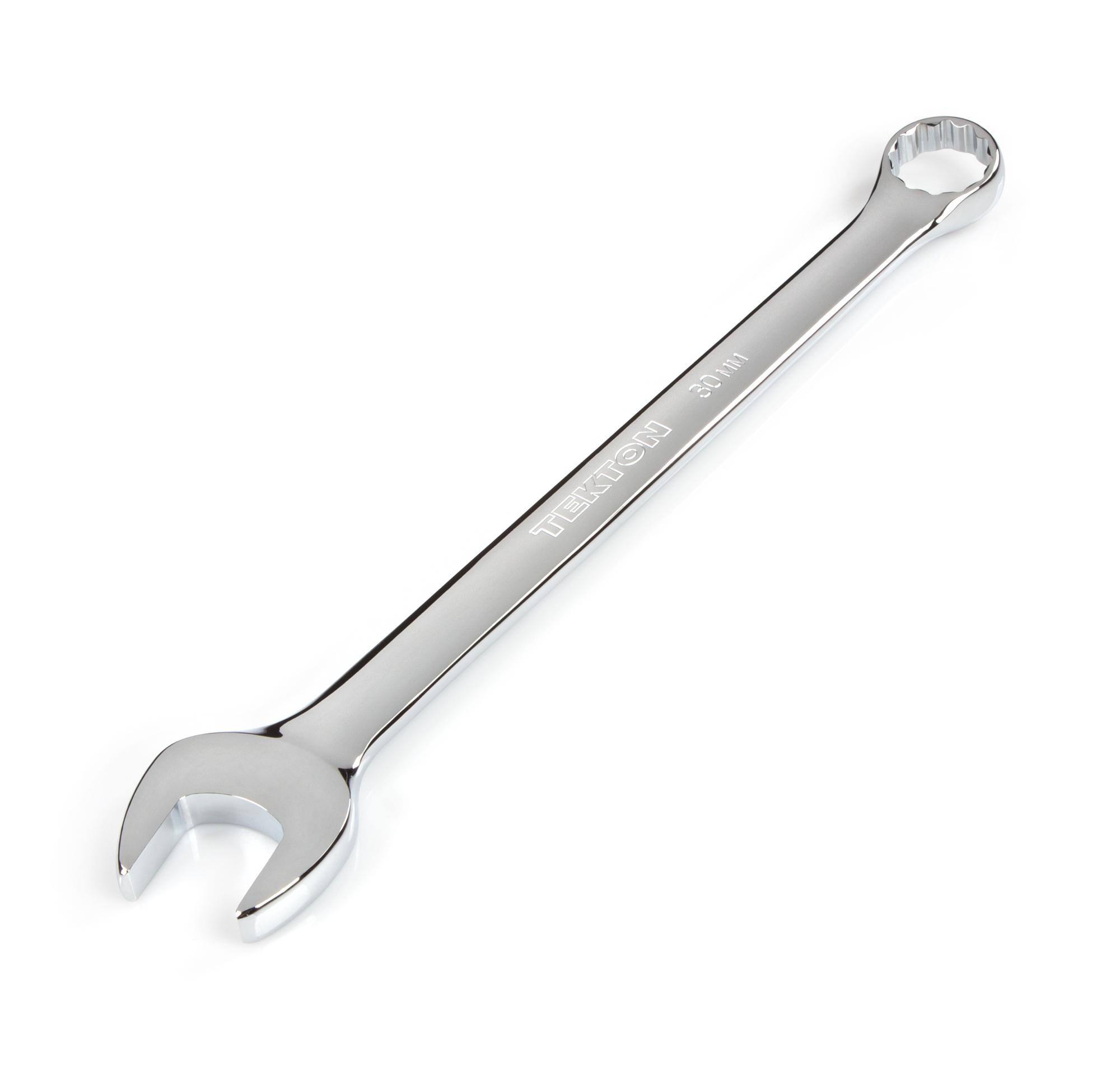 Front-right angle view of Tekton combination wrench. Item #WCB24030