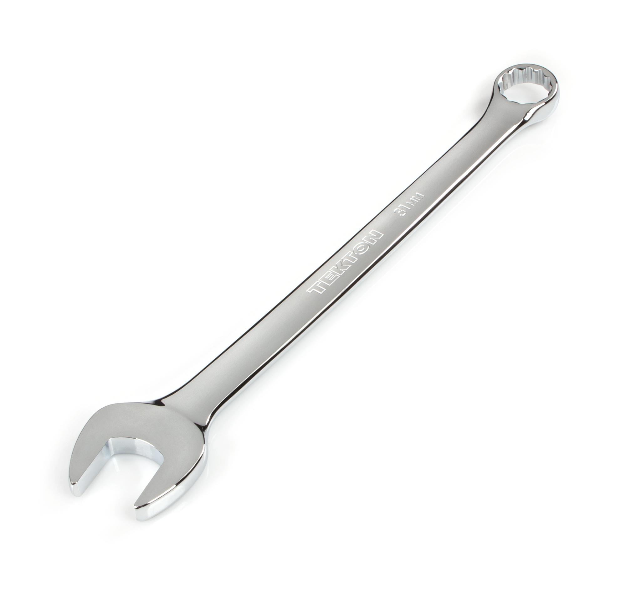 Front-right angle view of Tekton combination wrench. Item #WCB24031