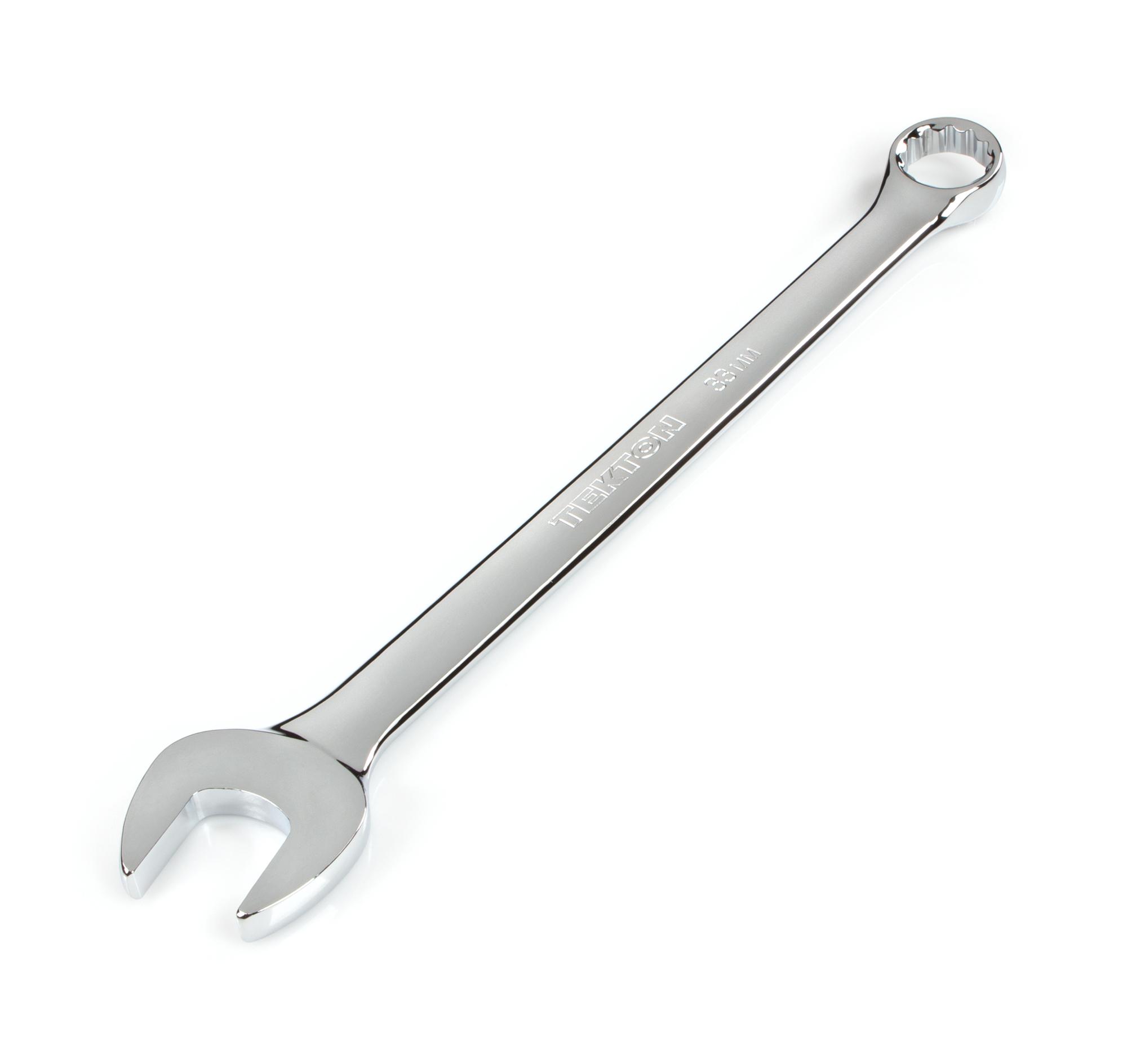 Front-right angle view of Tekton combination wrench. Item #WCB24033