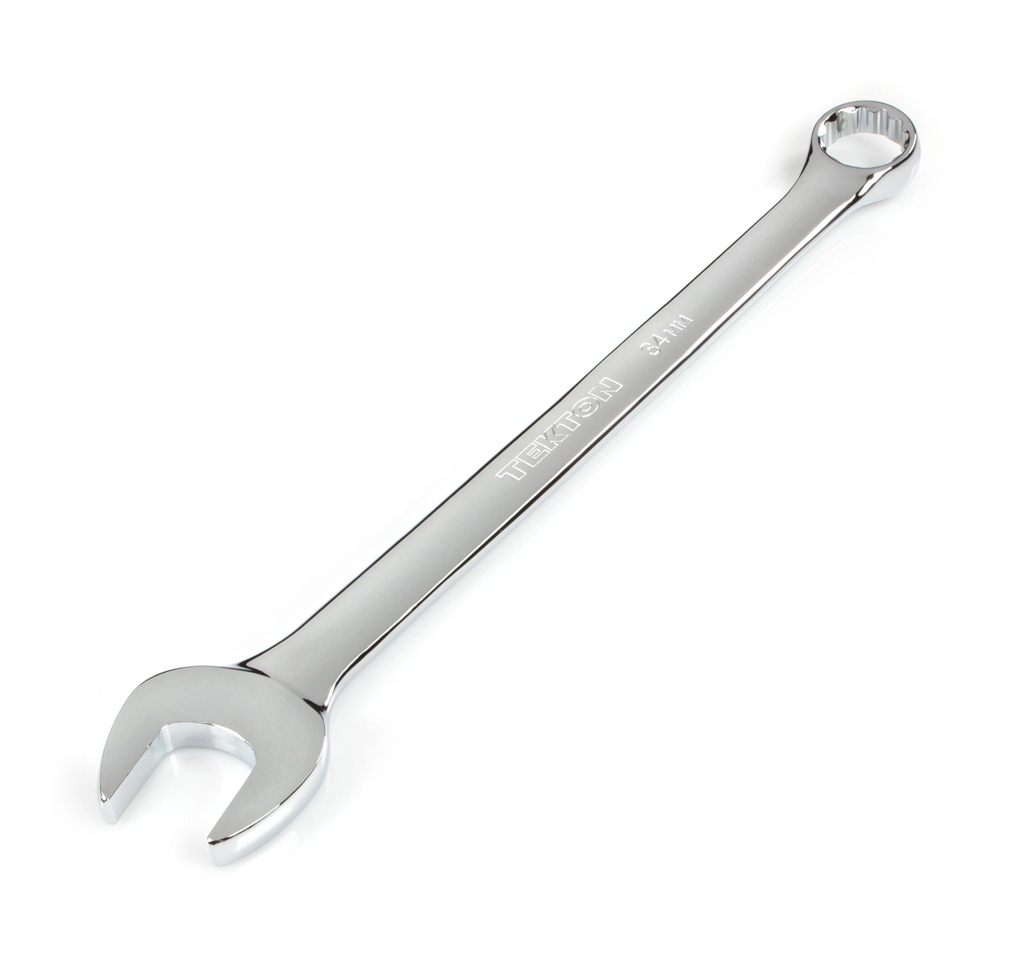Front-right angle view of Tekton combination wrench. Item #WCB24034