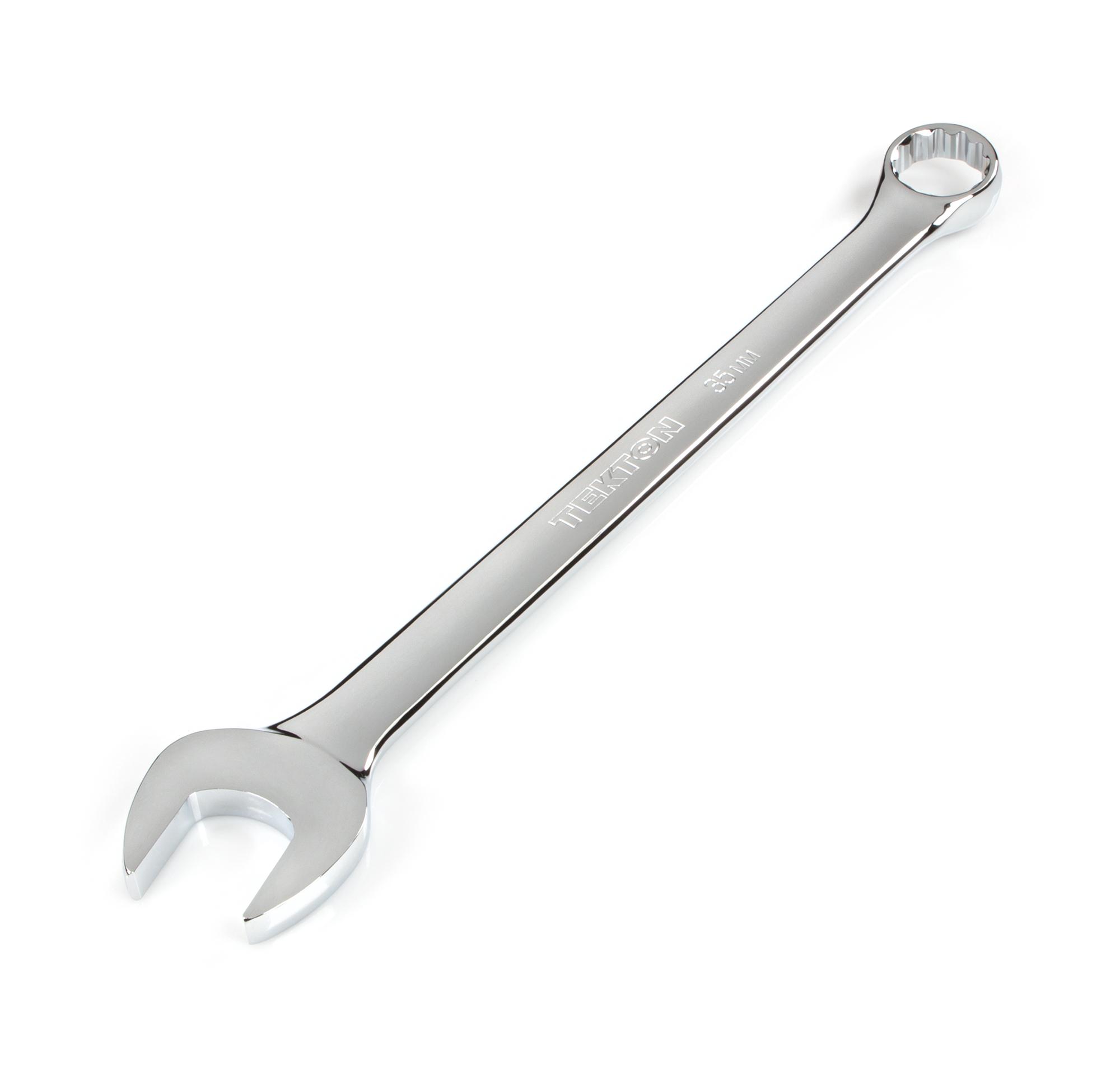 Front-right angle view of Tekton combination wrench. Item #WCB24035