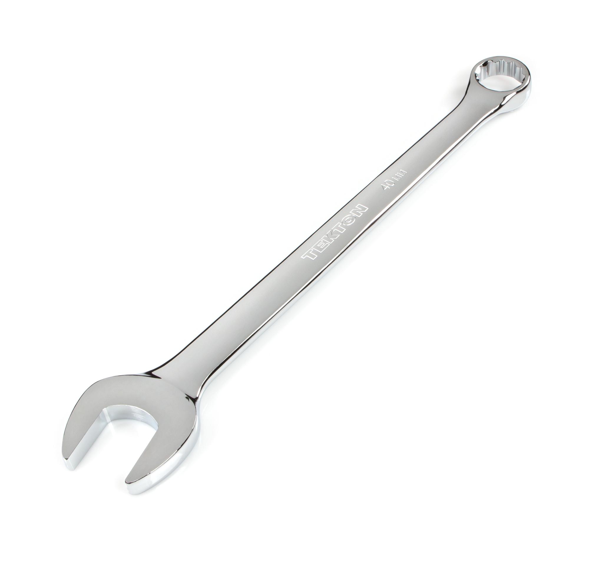 Front-right angle view of Tekton combination wrench. Item #WCB24040