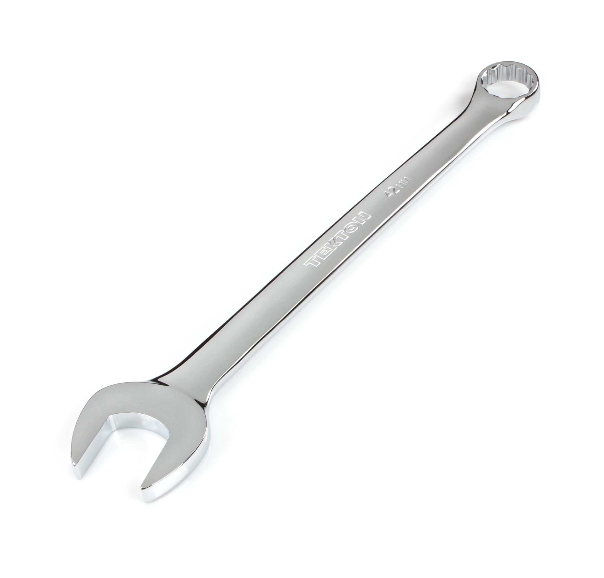 Front-right angle view of Tekton combination wrench. Item #WCB24042