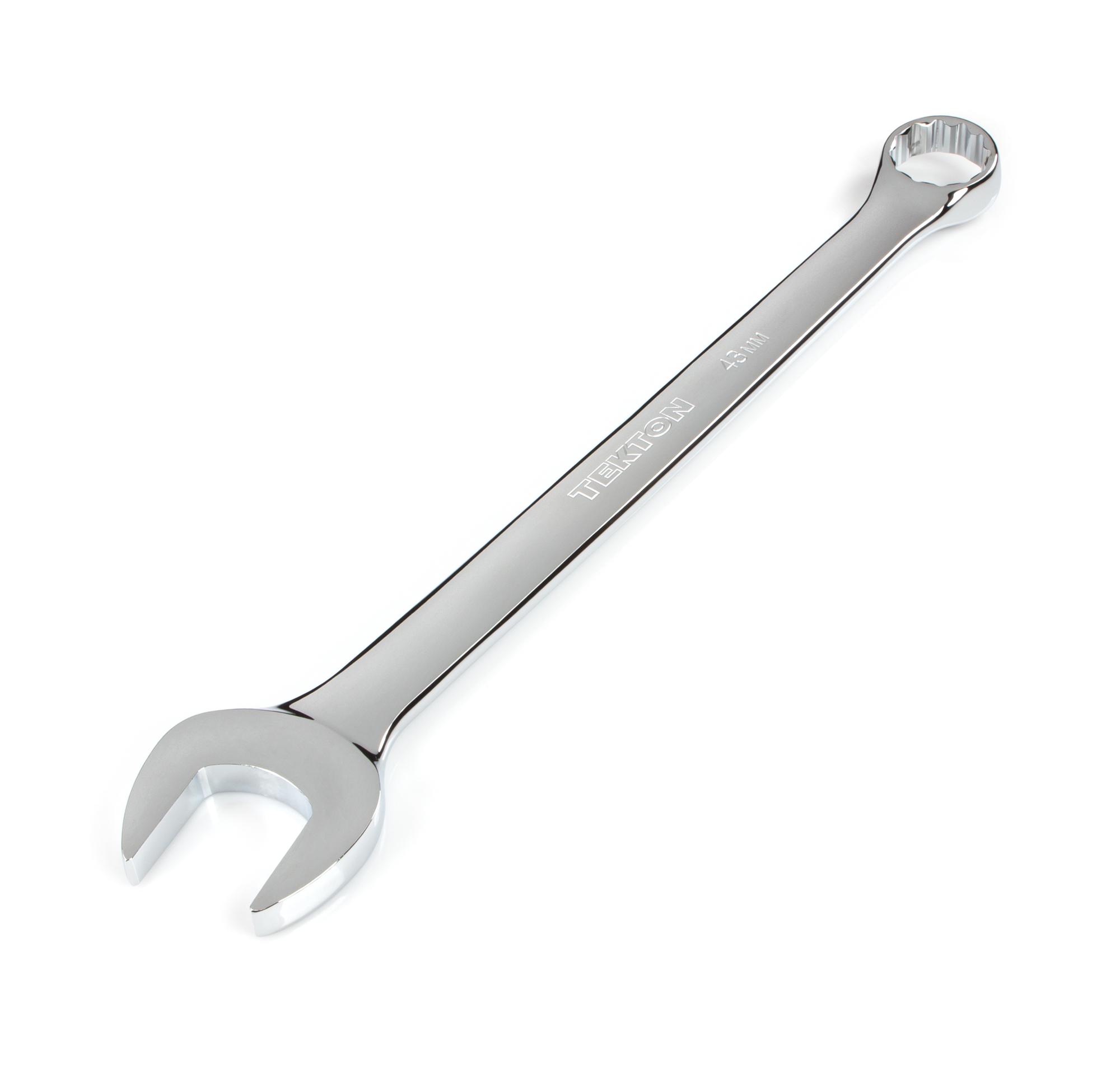 Front-right angle view of Tekton combination wrench. Item #WCB24043