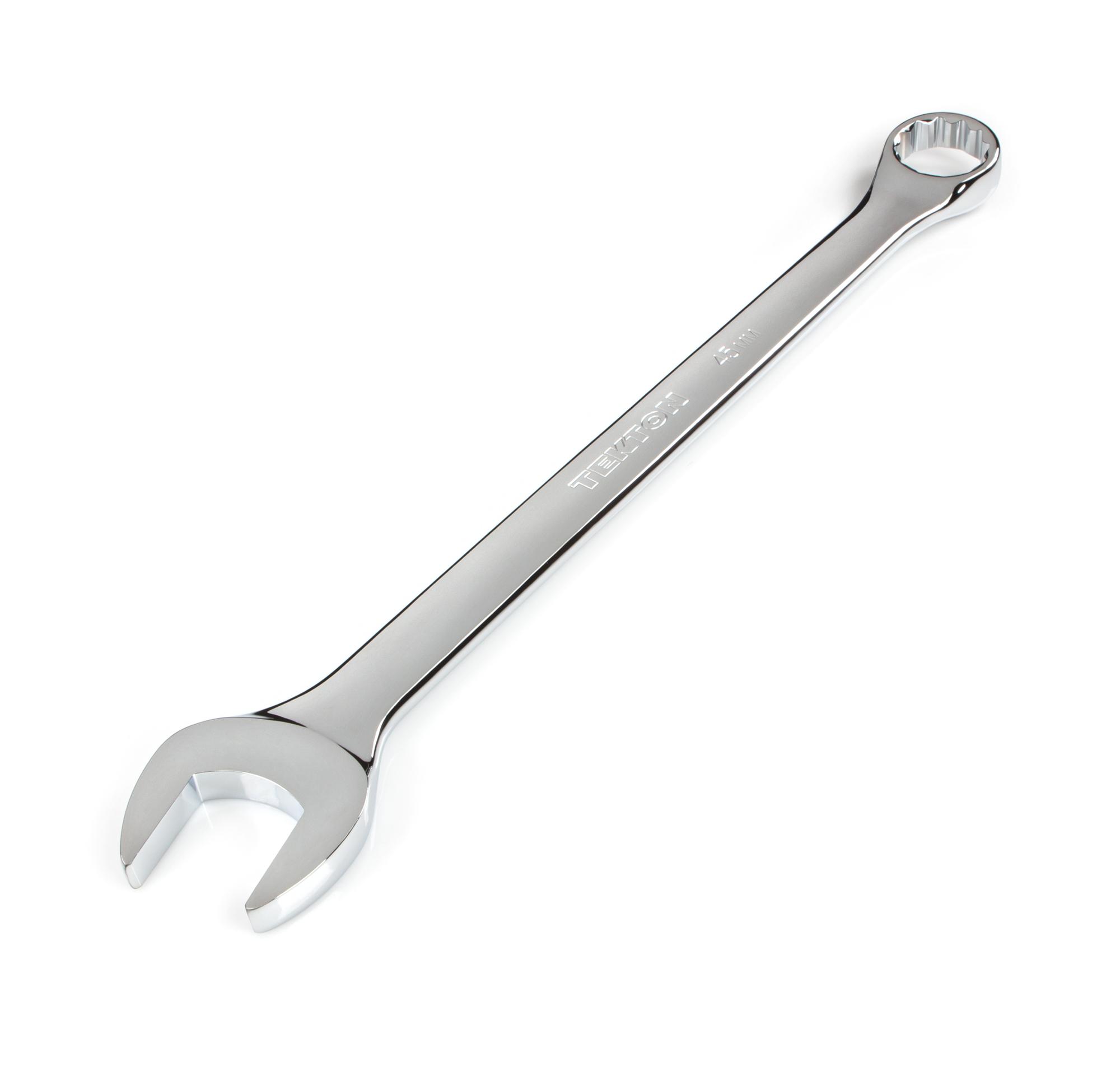 Front-right angle view of Tekton combination wrench. Item #WCB24045