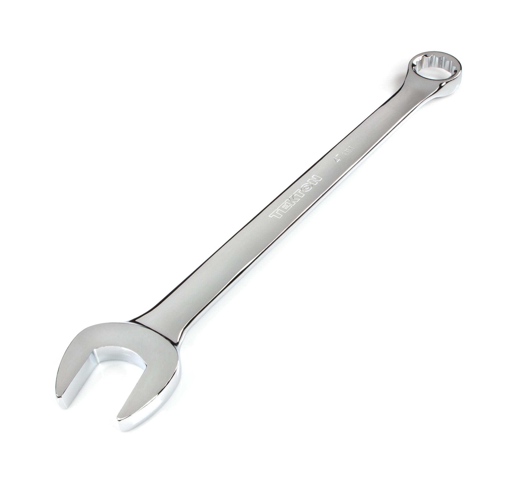 Front-right angle view of Tekton combination wrench. Item #WCB24047