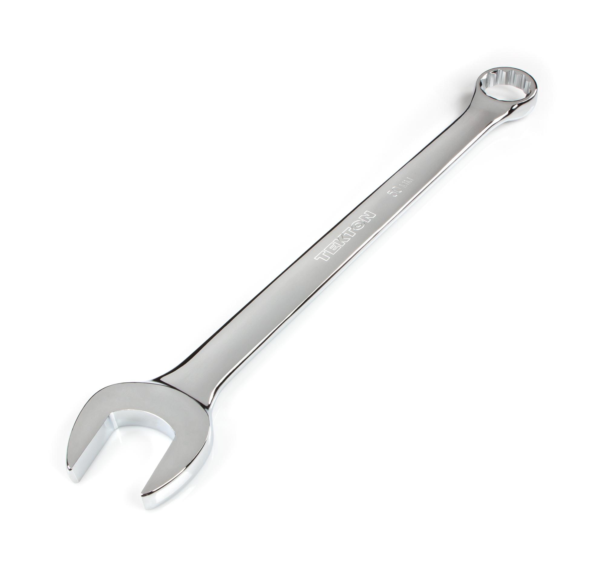 Front-right angle view of Tekton combination wrench. Item #WCB24050