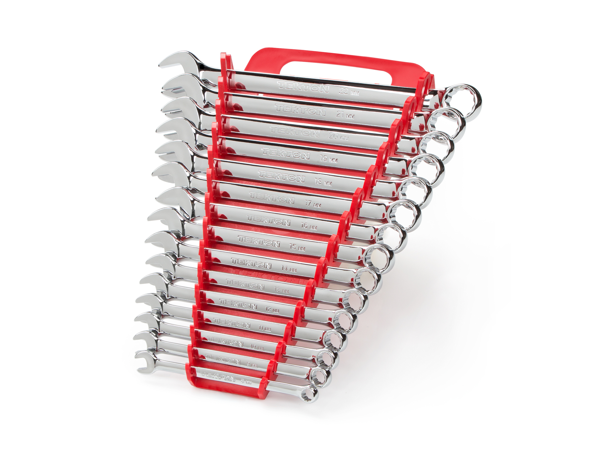 TEKTON Combination Wrench Set with Holder, 15-Piece (8-22 mm)