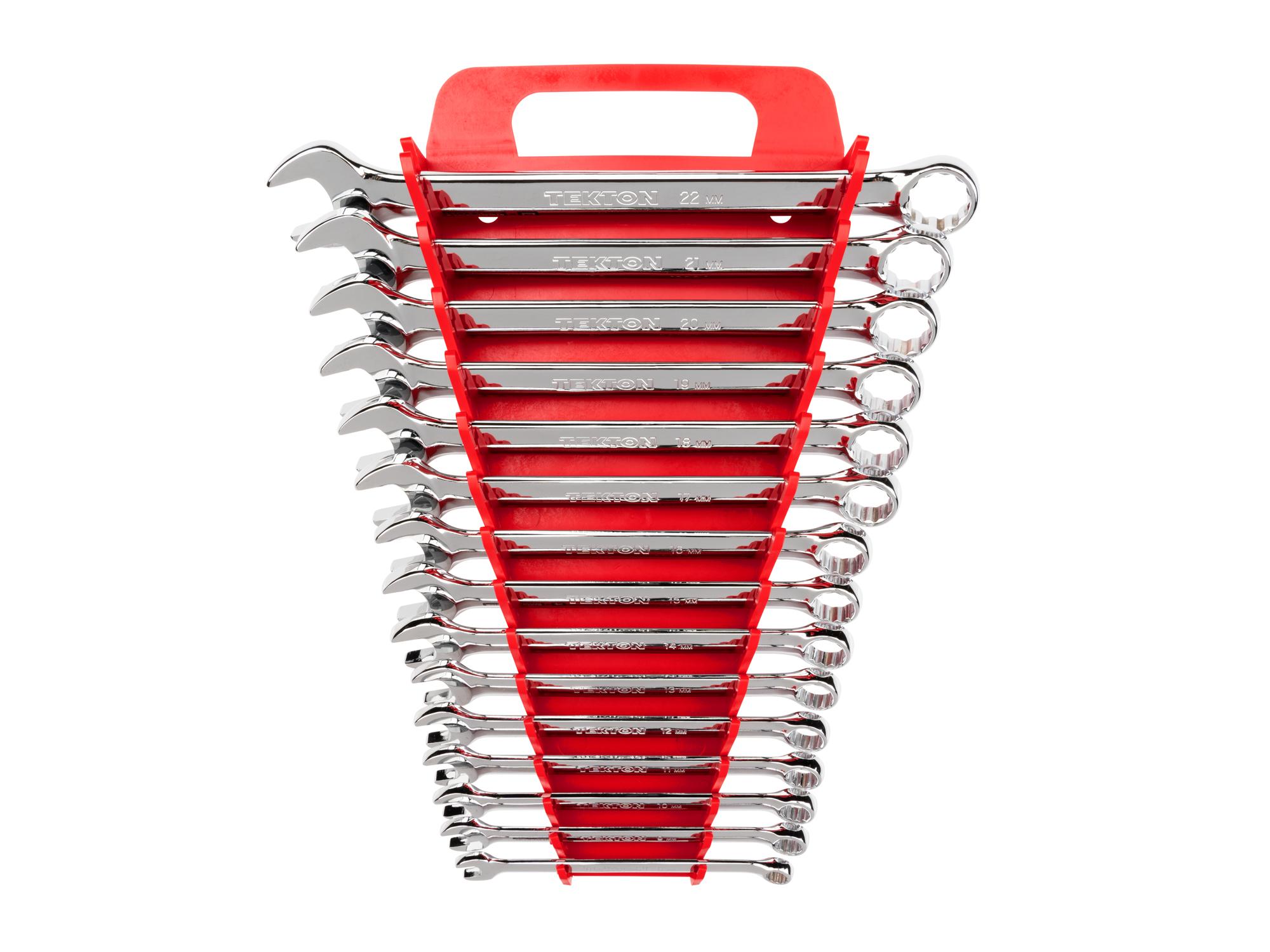 TEKTON Combination Wrench Set with Holder, 15-Piece (8-22 mm)