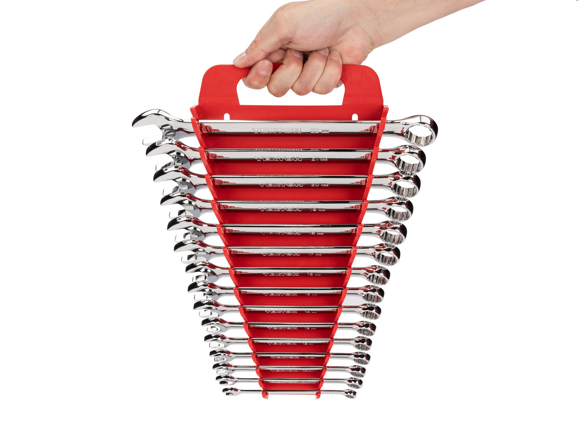TEKTON Combination Wrench Set with Holder, 15-Piece (8-22 mm)