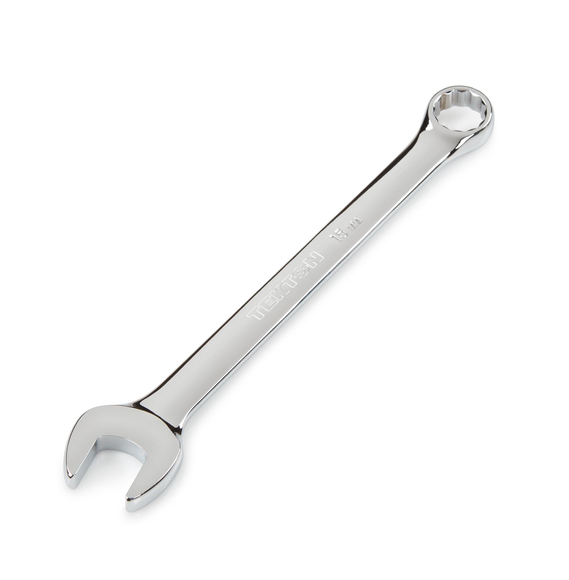 Front-right angle view of Tekton combination wrench. Item #18285