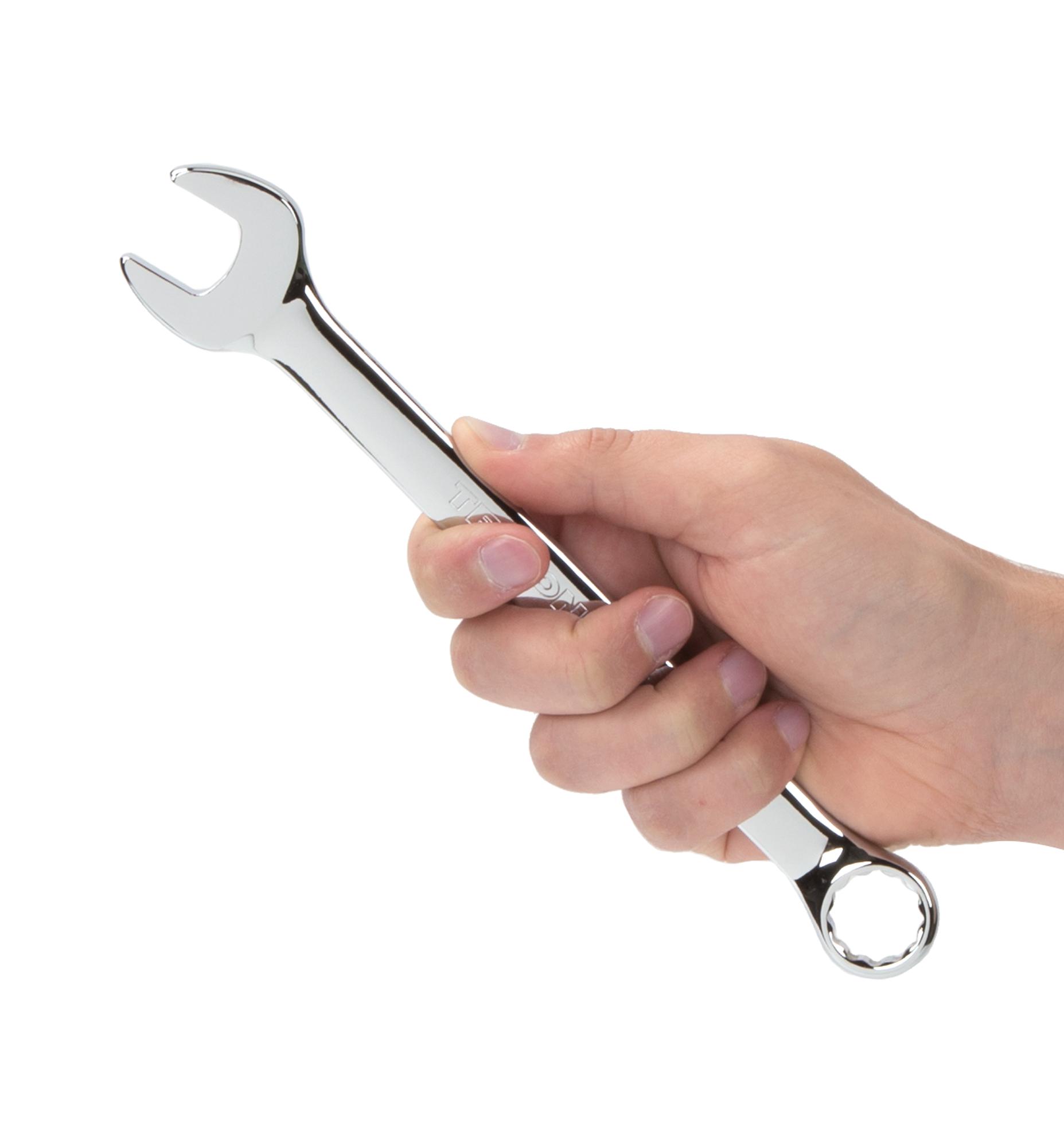 Person holding Tekton combination wrench. Item #18285