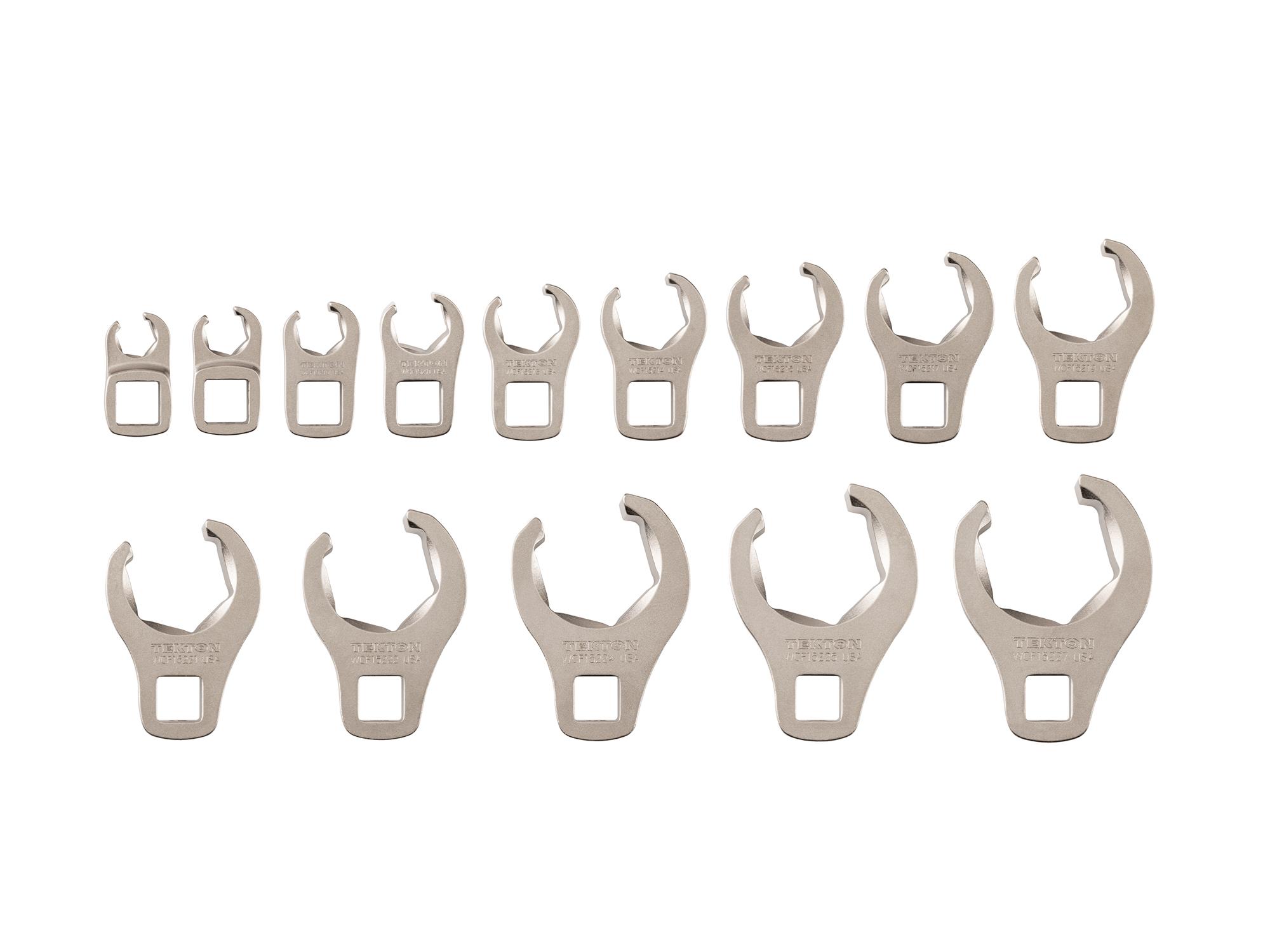 3/8 Inch Drive 6-Point Flare Nut Crowfoot Wrench Set (14-Piece)