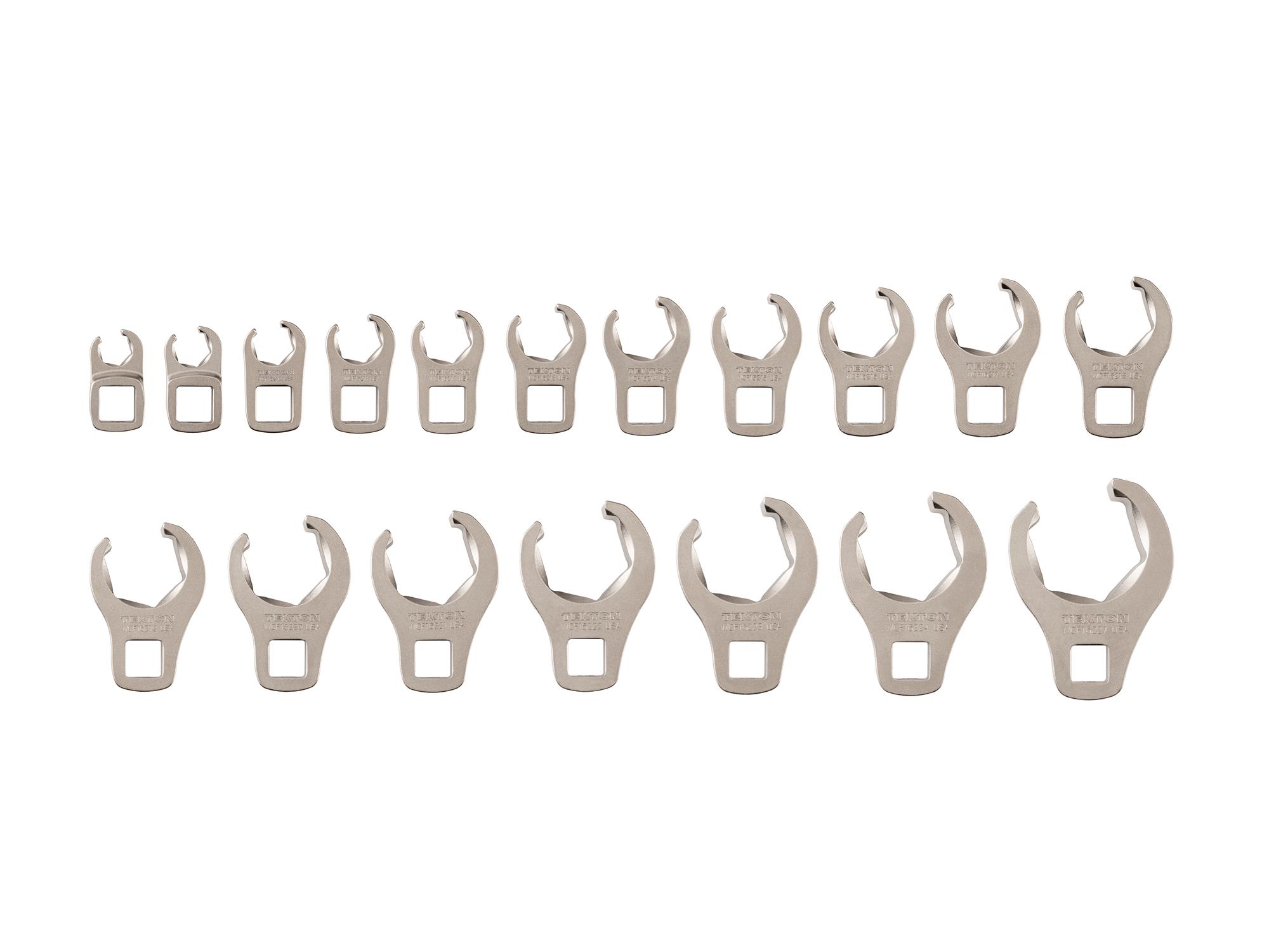 3/8 Inch Drive 6-Point Flare Nut Crowfoot Wrench Set (18-Piece)