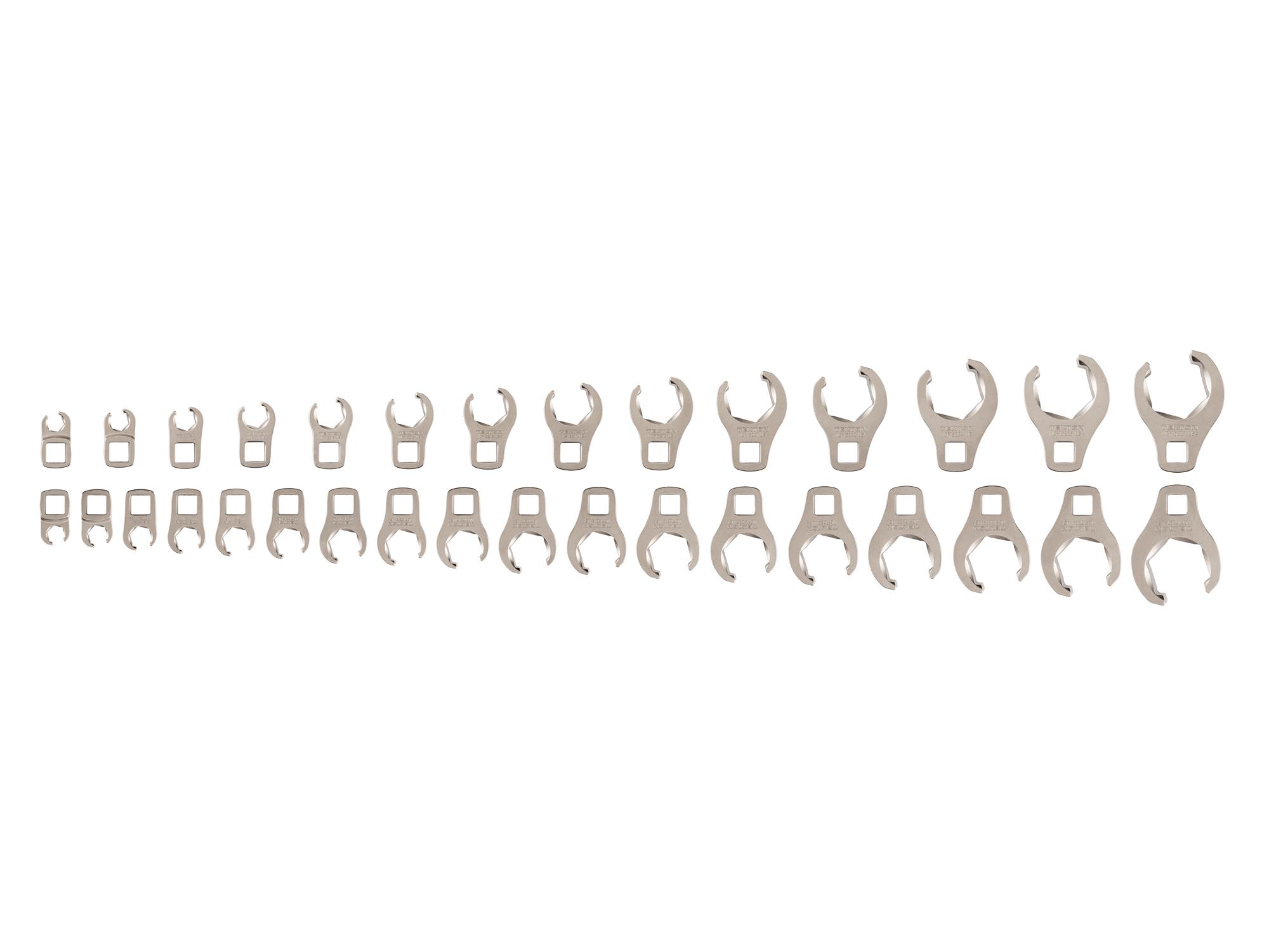 3/8 Inch Drive 6-Point Flare Nut Crowfoot Wrench Set (32-Piece)