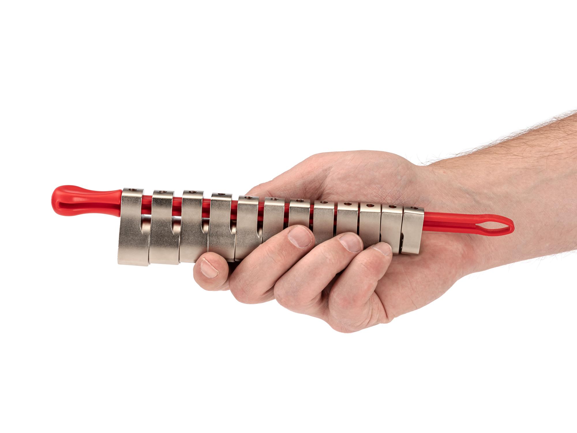 Person holding Tekton key crowfoot wrench set. Item #WCF91220