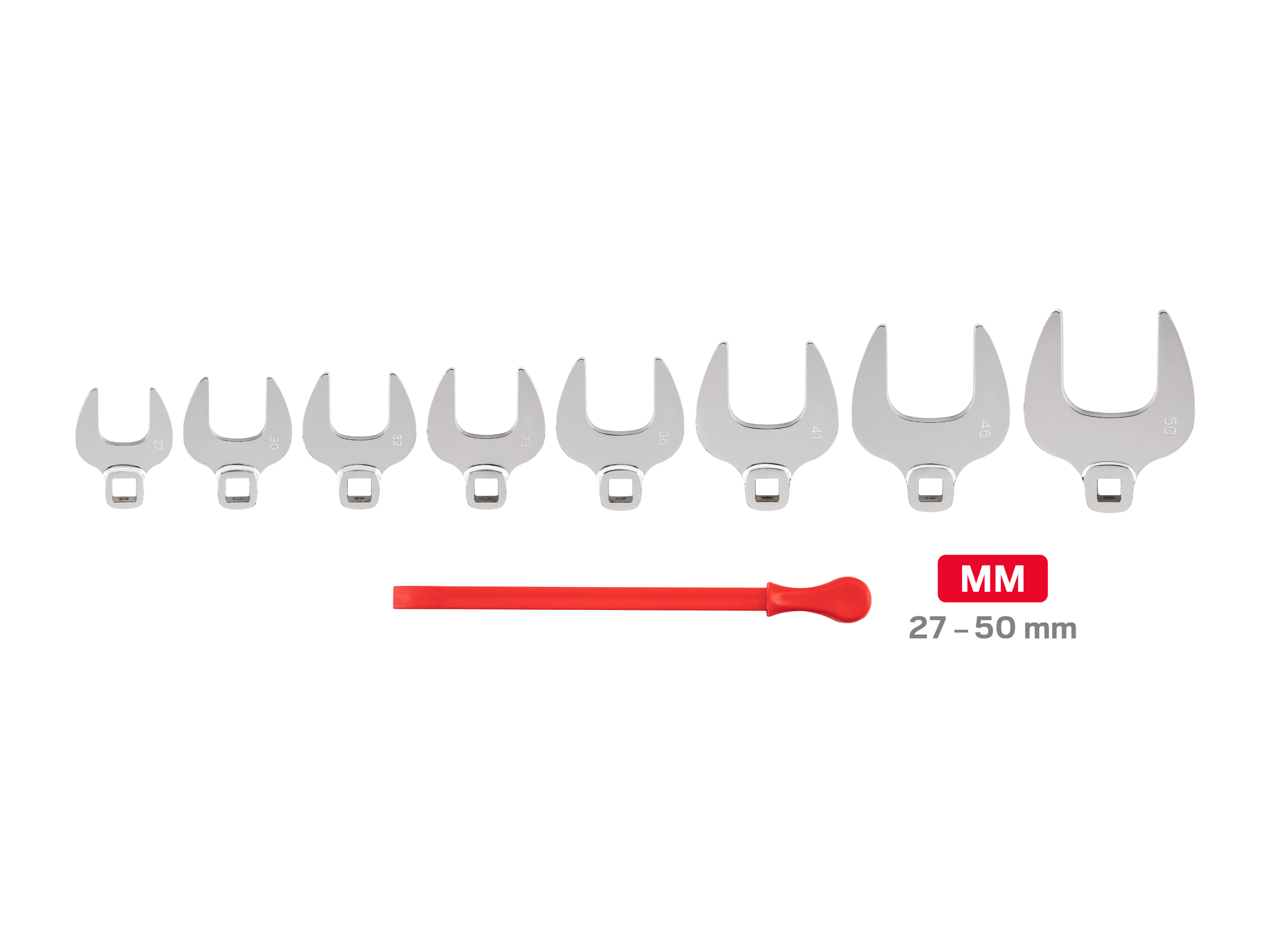 Laid out contents of  Tekton key crowfoot wrench set. Item #WCF91504