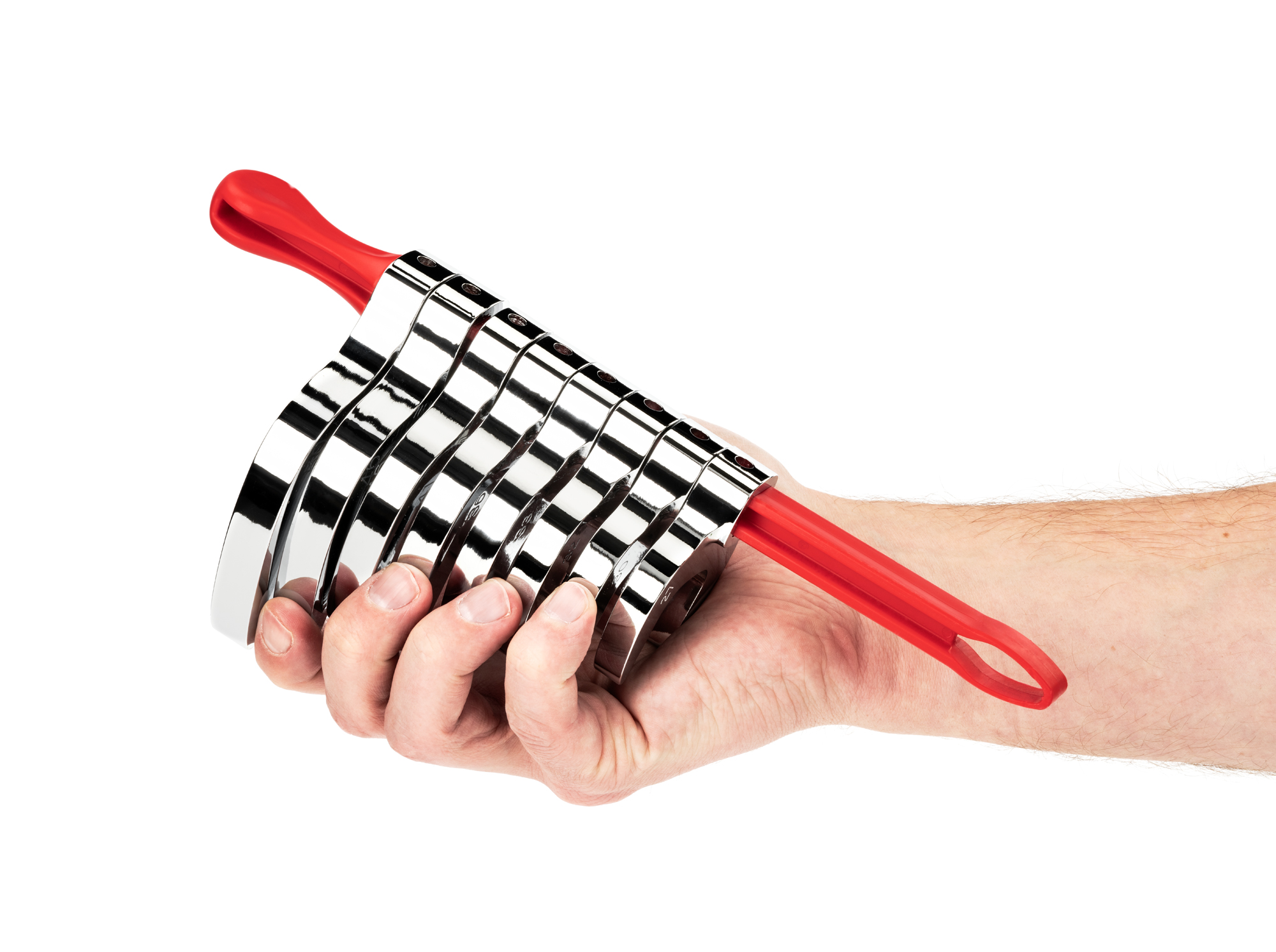 Person holding  Tekton key crowfoot wrench set. Item #WCF91504