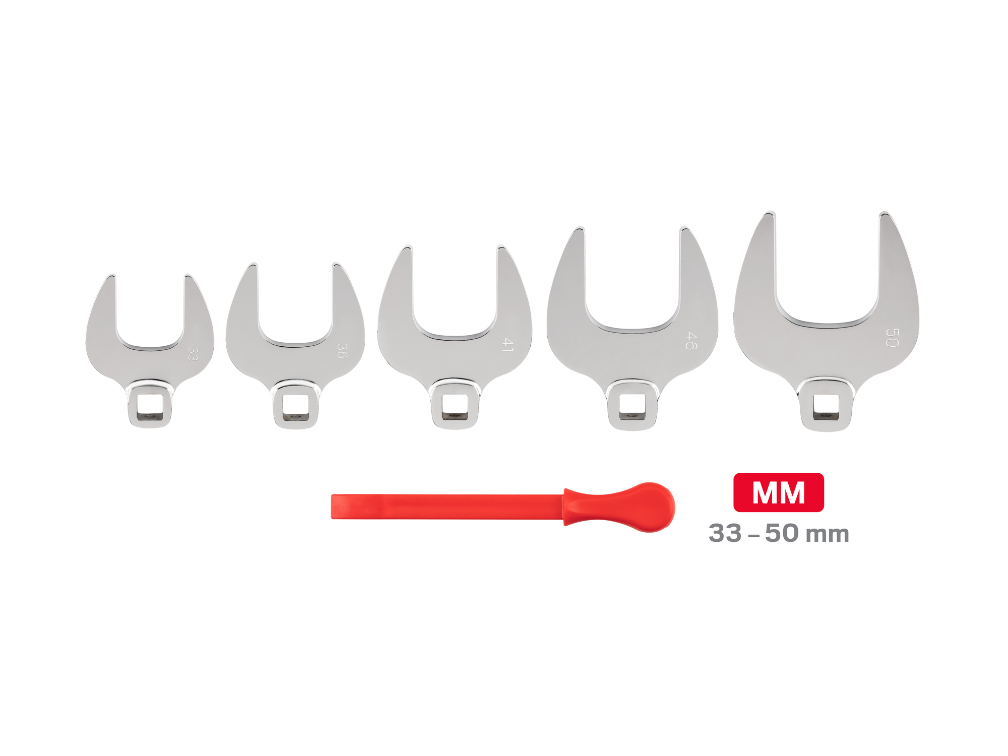 Laid out contents of  Tekton key crowfoot wrench set. Item #WCF91505
