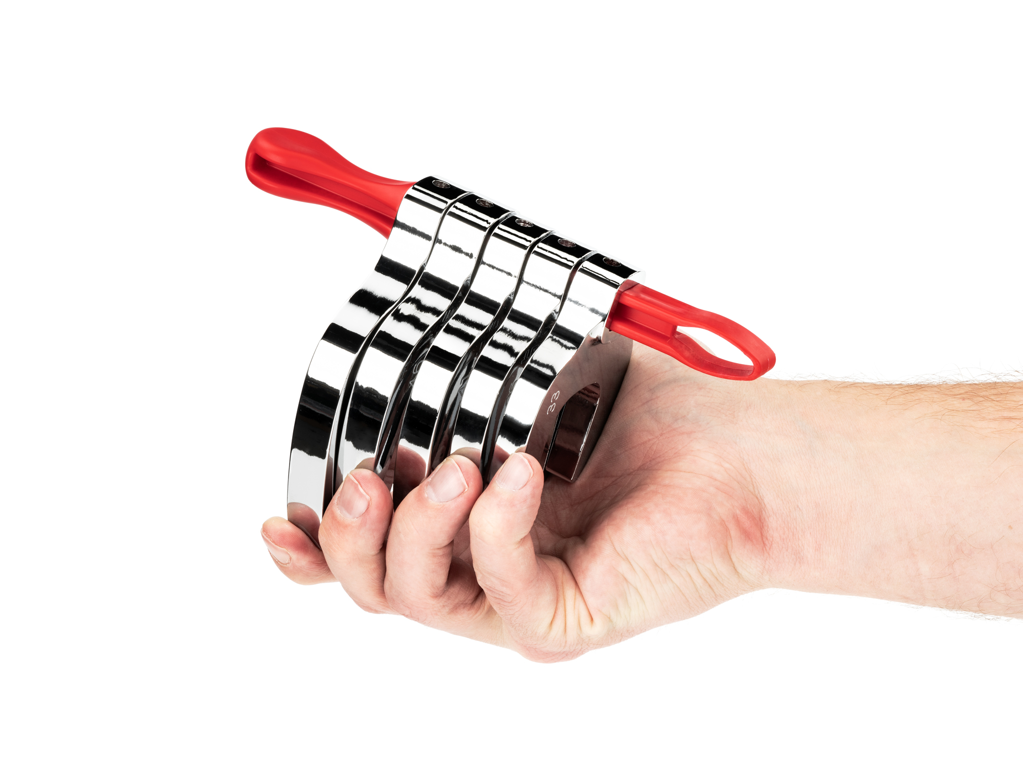 Person holding  Tekton key crowfoot wrench set. Item #WCF91505