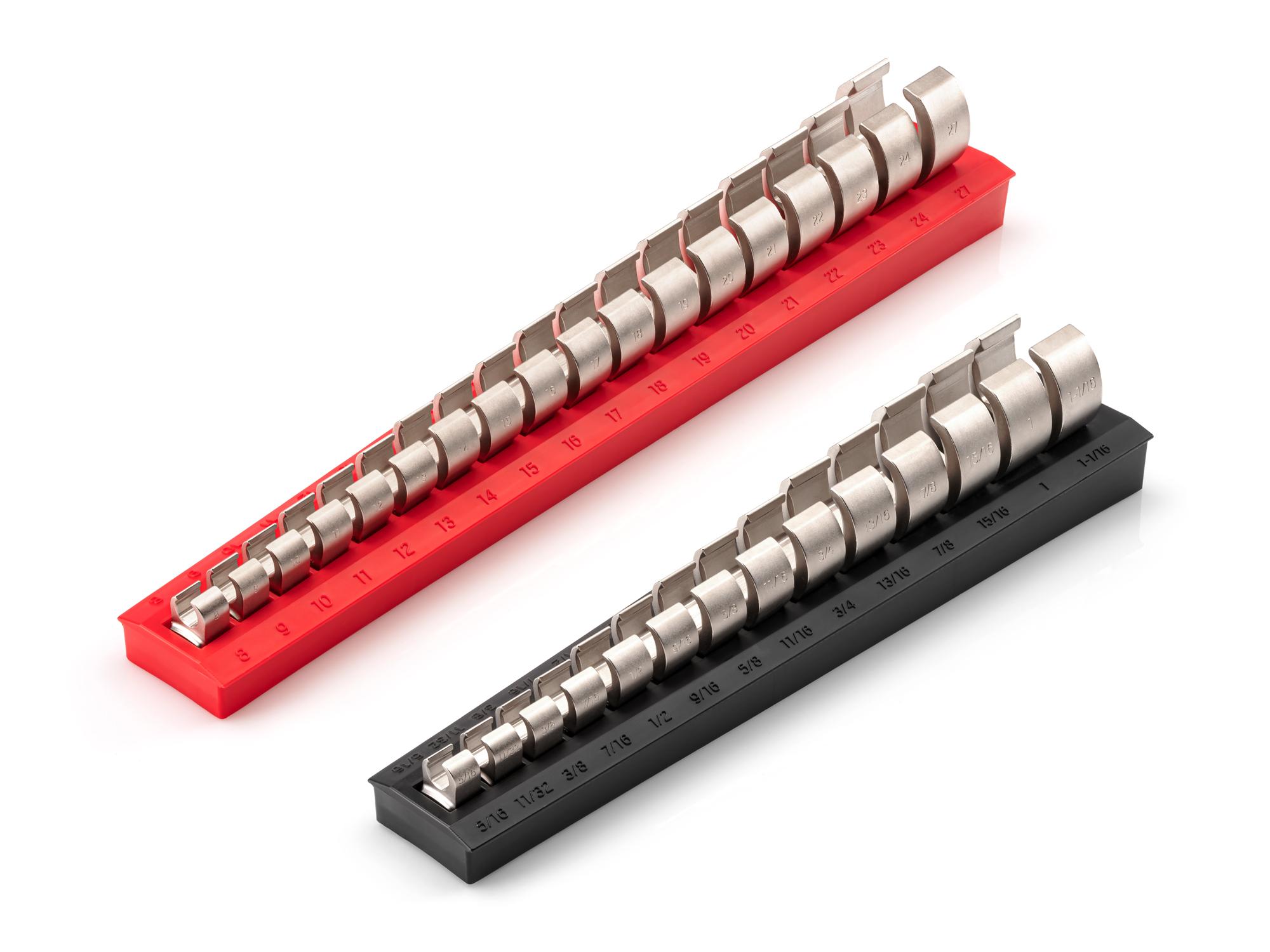Front-right angle view of Tekton rack crowfoot wrench set. Item #WCF92320
