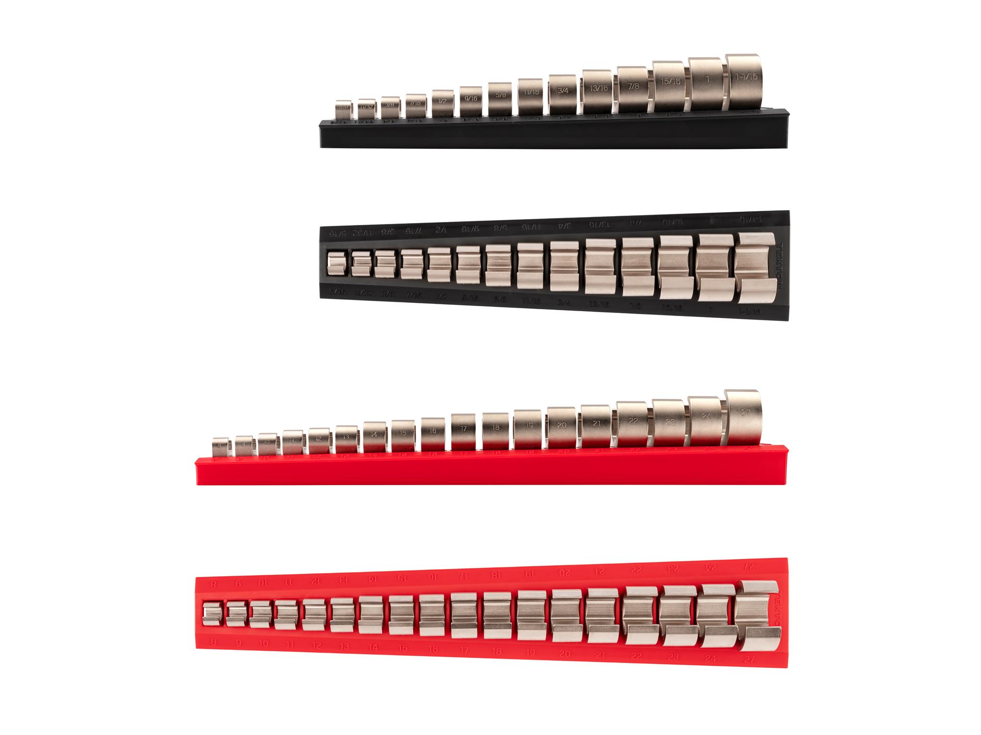 Side view of Tekton rack crowfoot wrench set. Item #WCF92320