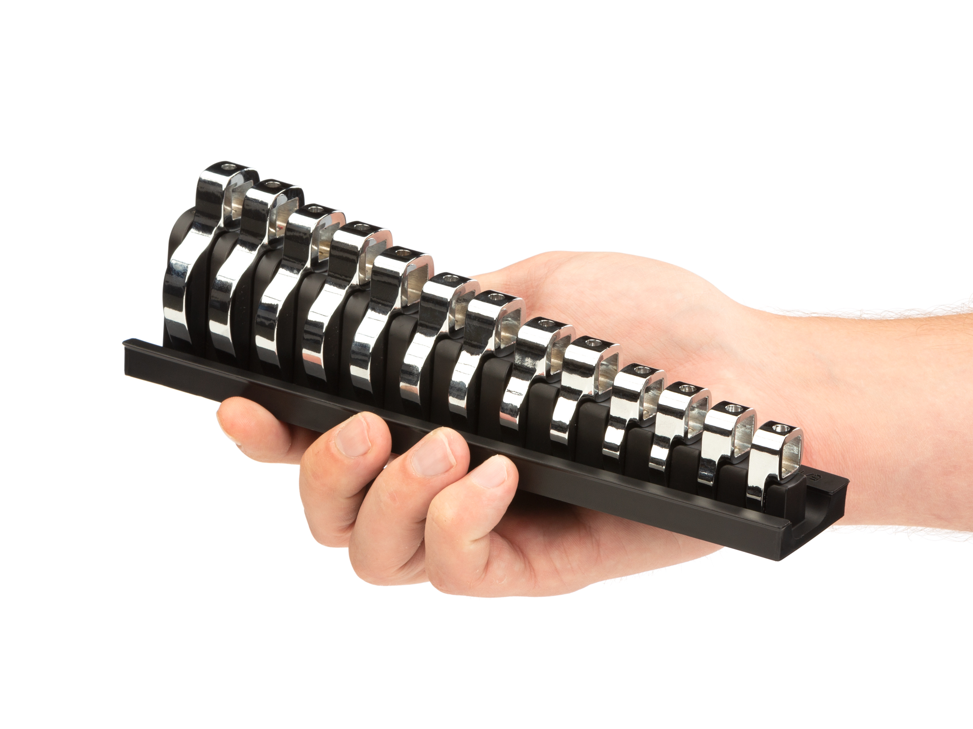 TEKTON 3/8 Inch Drive Crowfoot Wrench Set with Rack, 13-Piece (5/16-1 in.) (Chrome Finish)