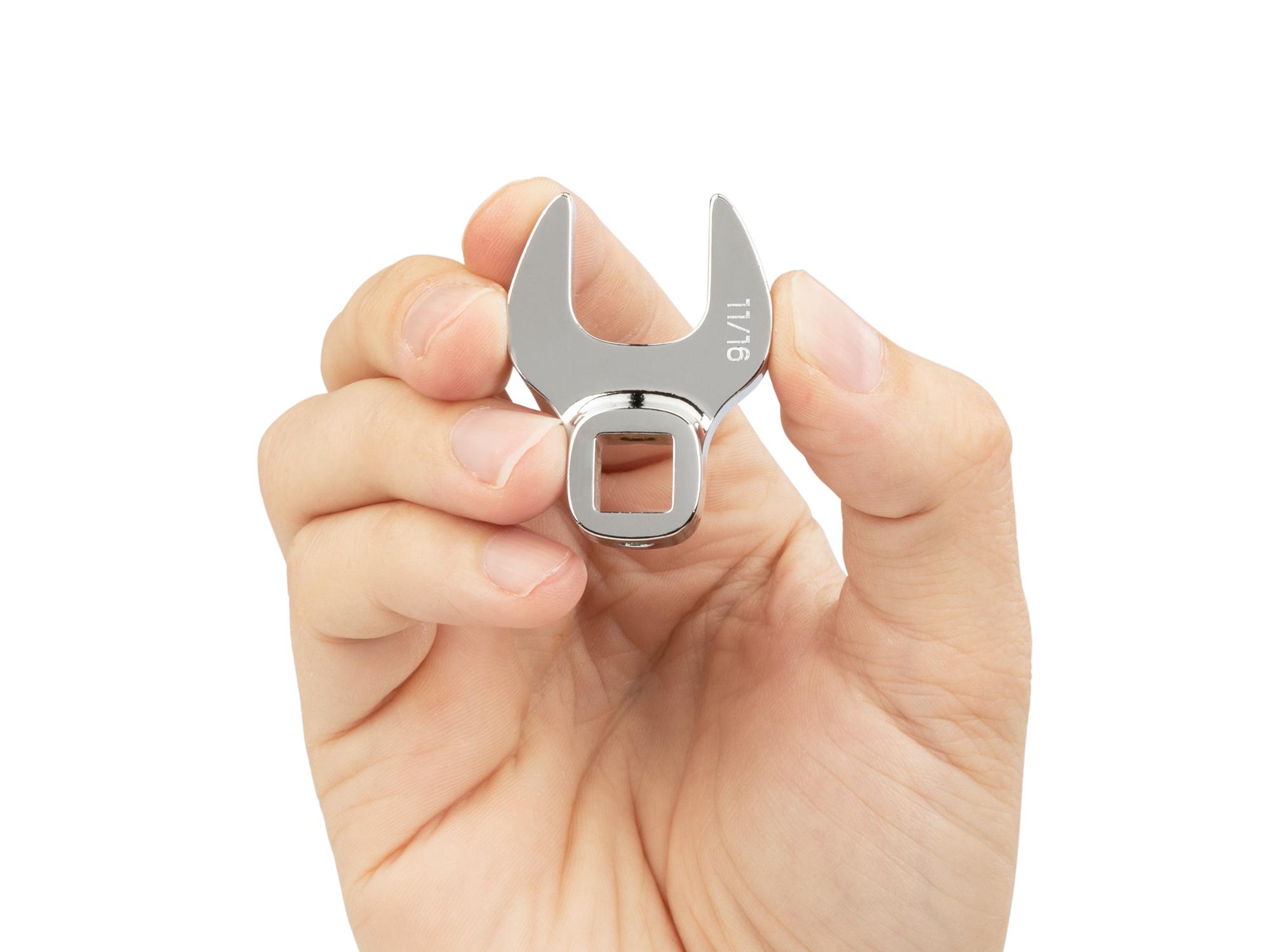 Person holding Tekton 11/16 inch crowfoot wrench. Item #WCF13017