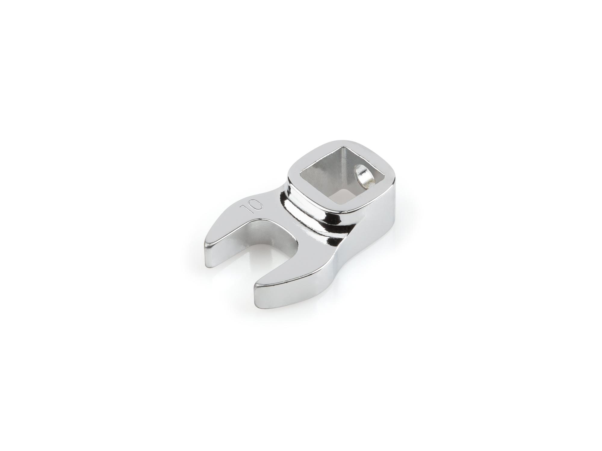Front-right angle view of Tekton 10 millimeter crowfoot wrench. Item #WCF14010