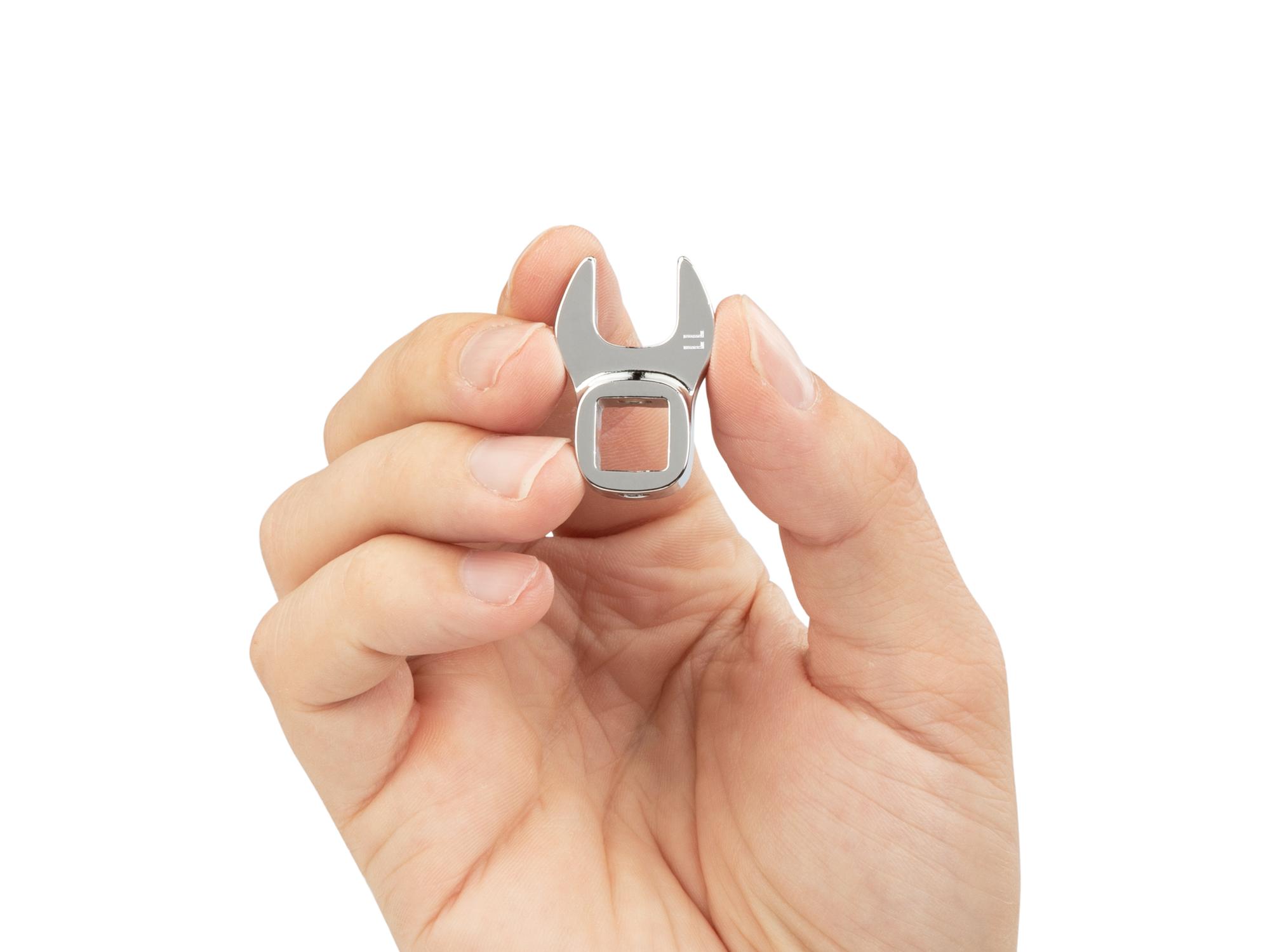 Person holding Tekton crowfoot wrench. Item #WCF14011