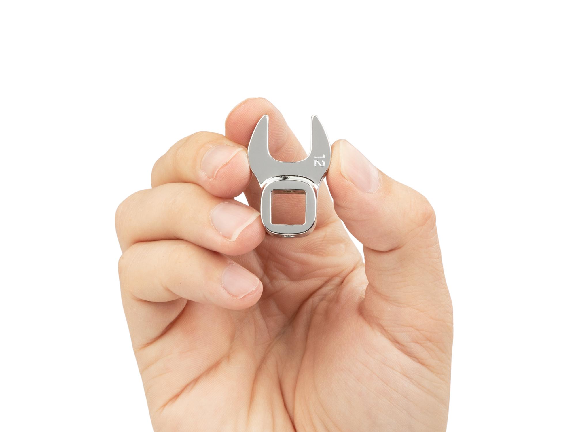 Person holding Tekton crowfoot wrench. Item #WCF14012