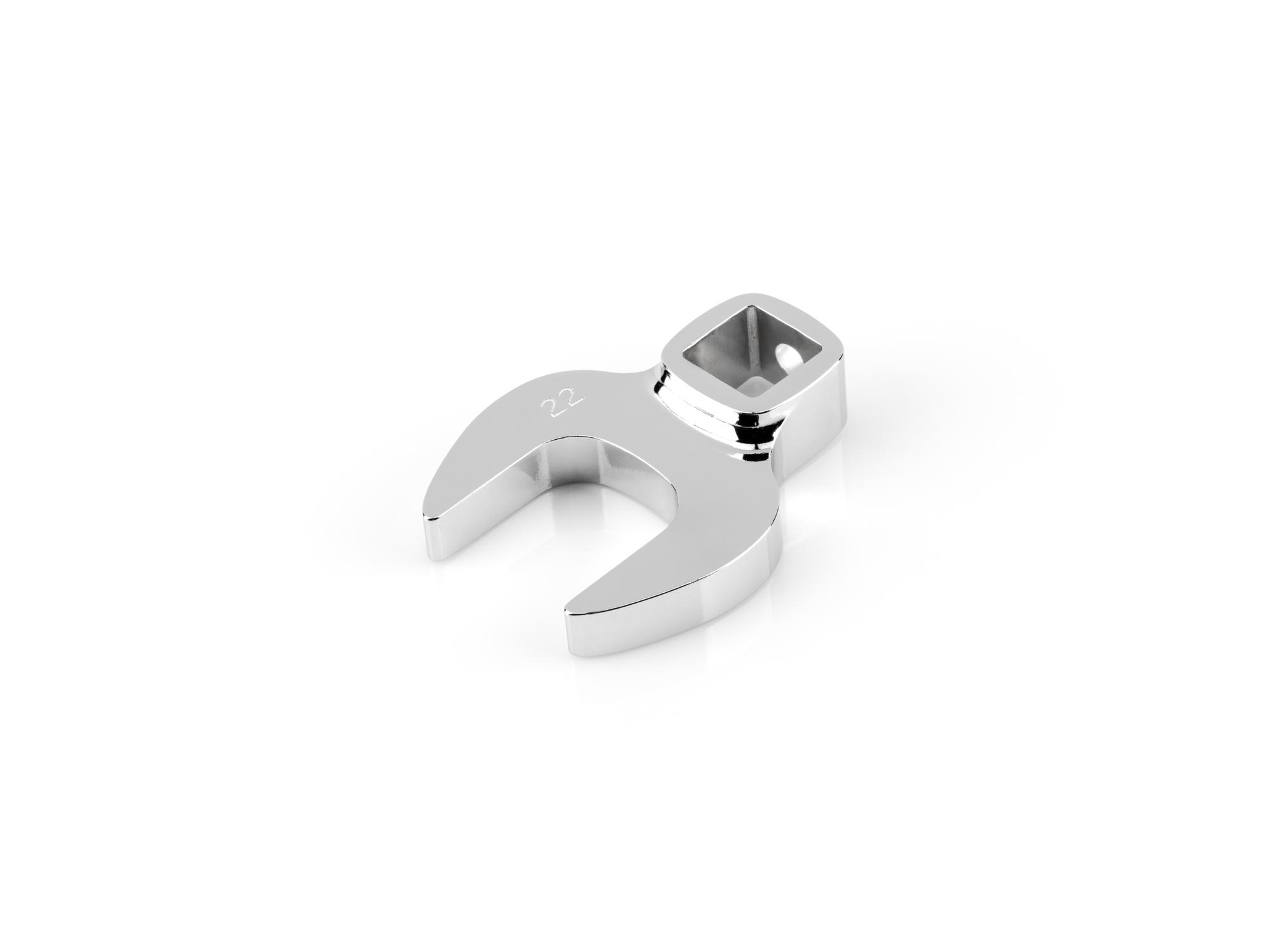 Front-right angle view of Tekton 22 millimeter crowfoot wrench. Item #WCF24022