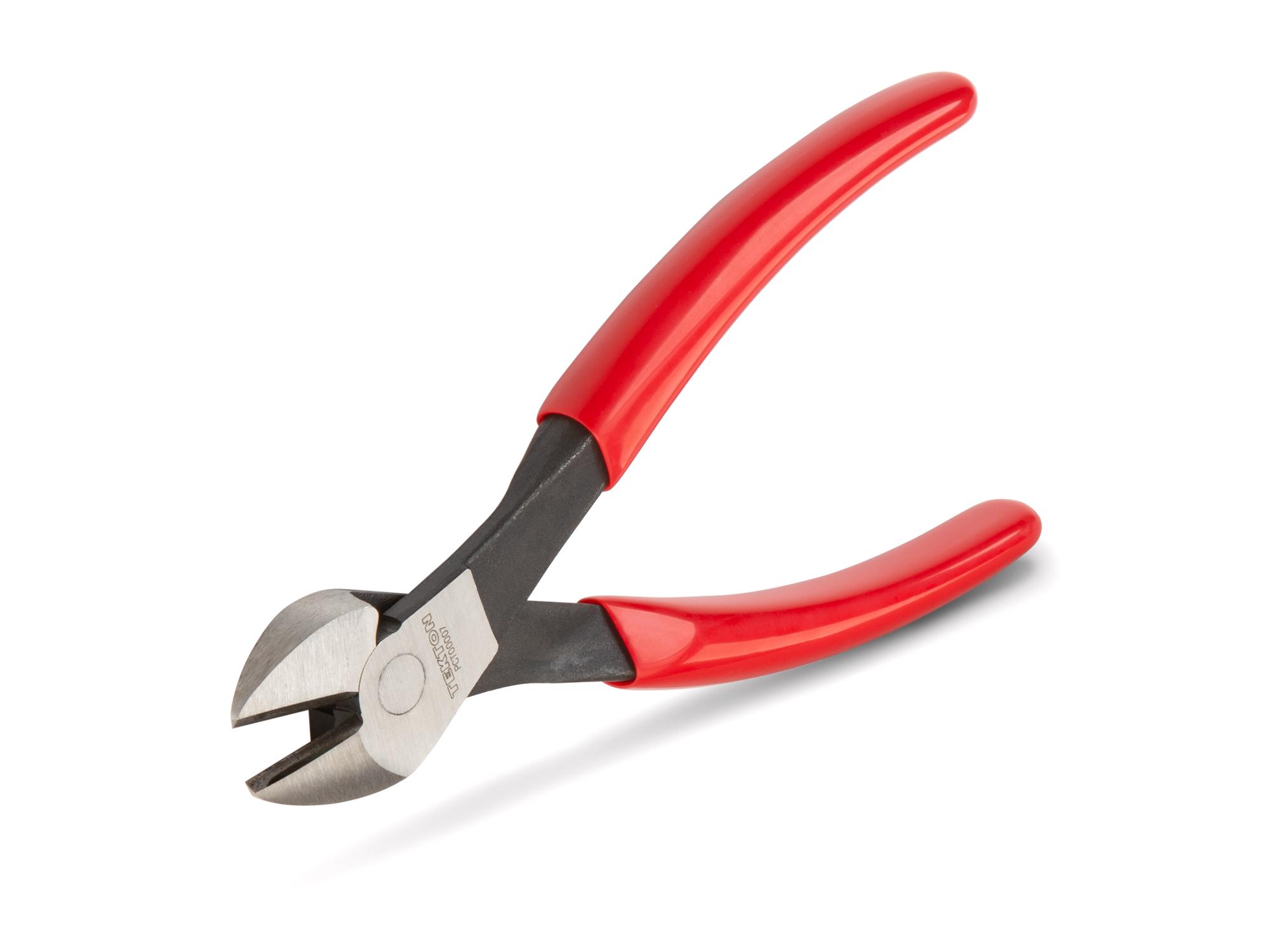Front-right angle view of Tekton 7 inch cutting pliers. Item #PCT00007