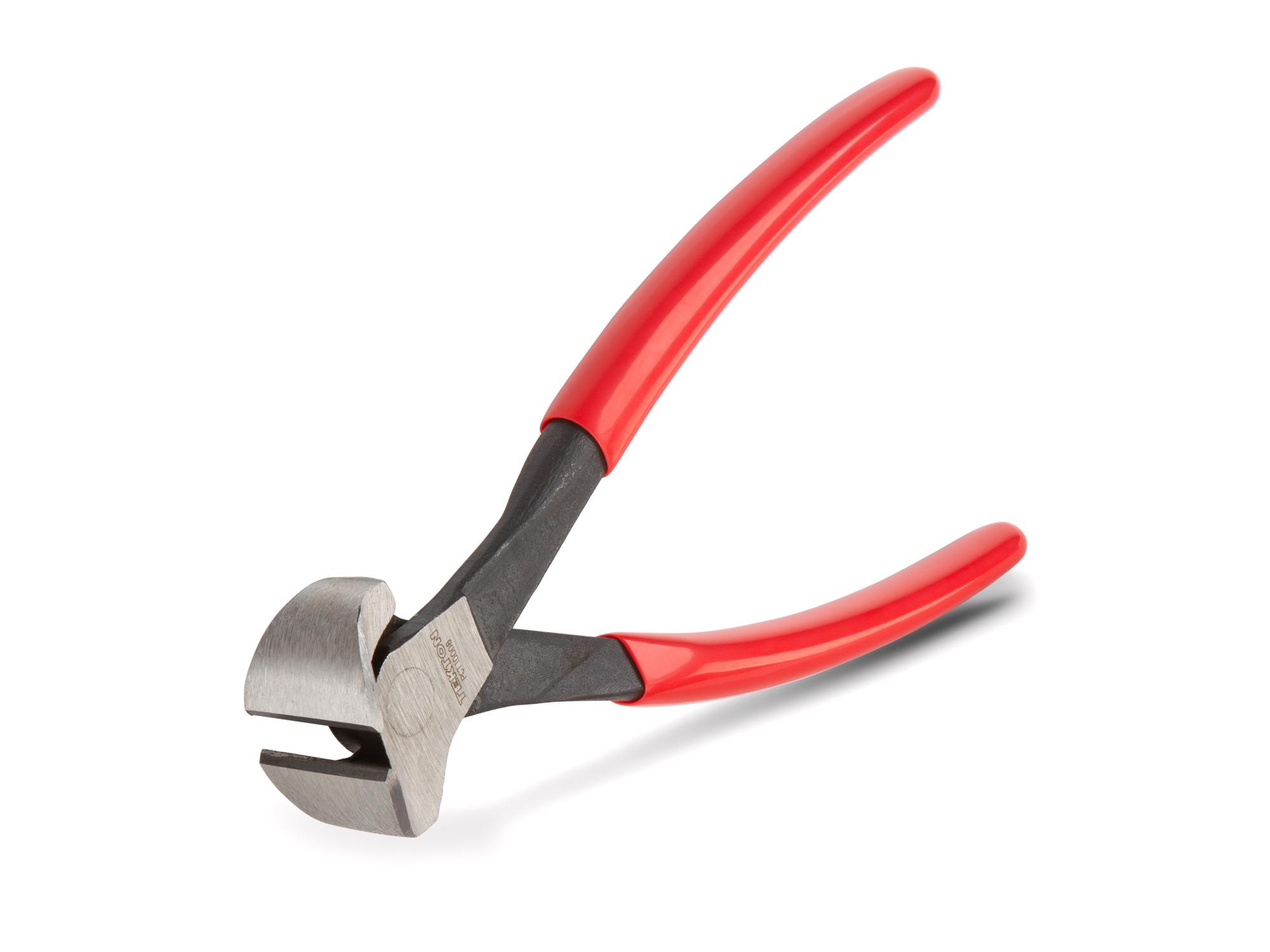 Front-right angle view of Tekton 8 inch cutting pliers. Item #PCT10008