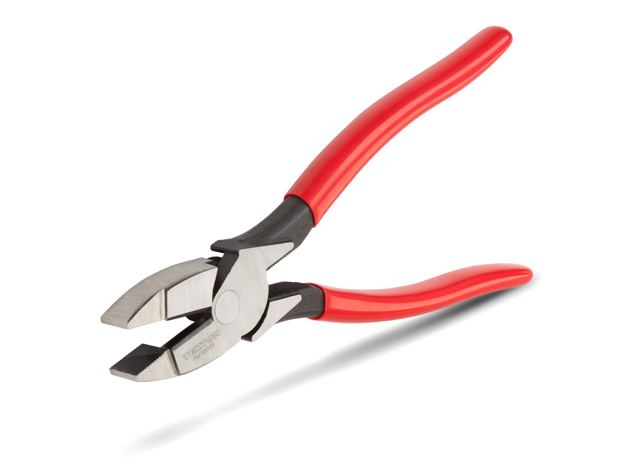 Front-right angle view of Tekton 9 1/2 inch cutting pliers. Item #PGF30009