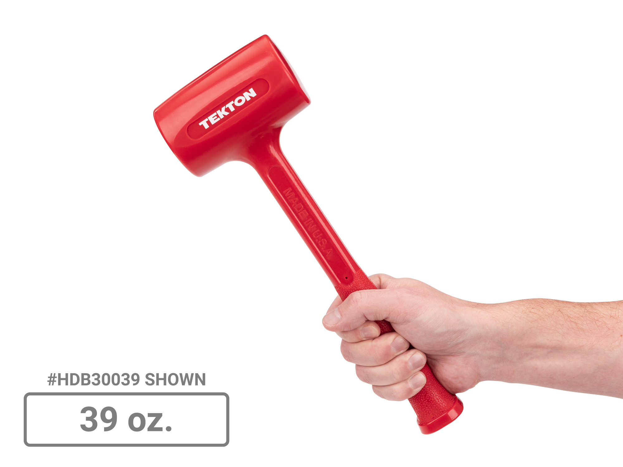Person holding Tekton dead blow hammer. Item #HDB30039