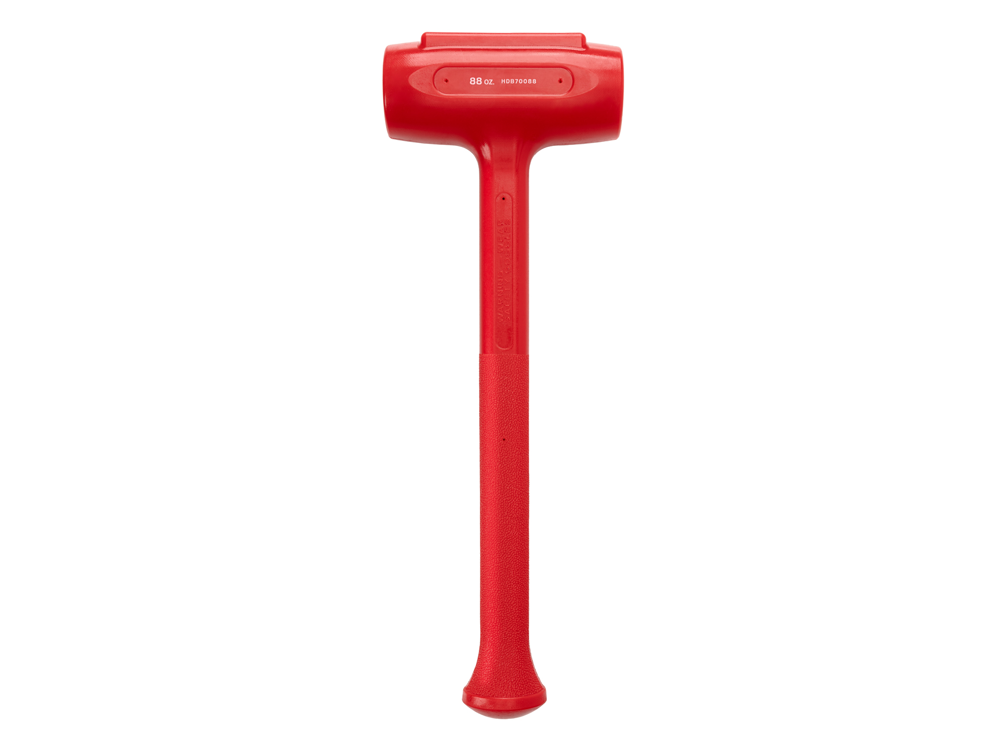 Made from a durable polyurethane jacket with a nonslip textured handle. The steel shot fill inside the head of the dead blow hammer reduces rebound. HDB70088.