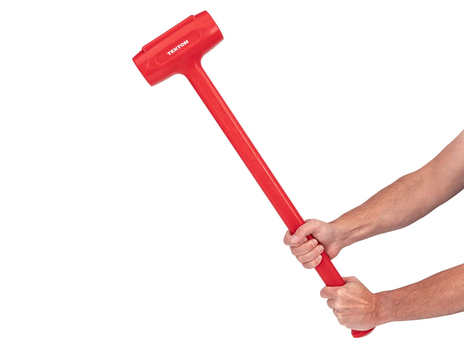 Person holding Tekton tools only dead blow hammer set. Item #HDB70156