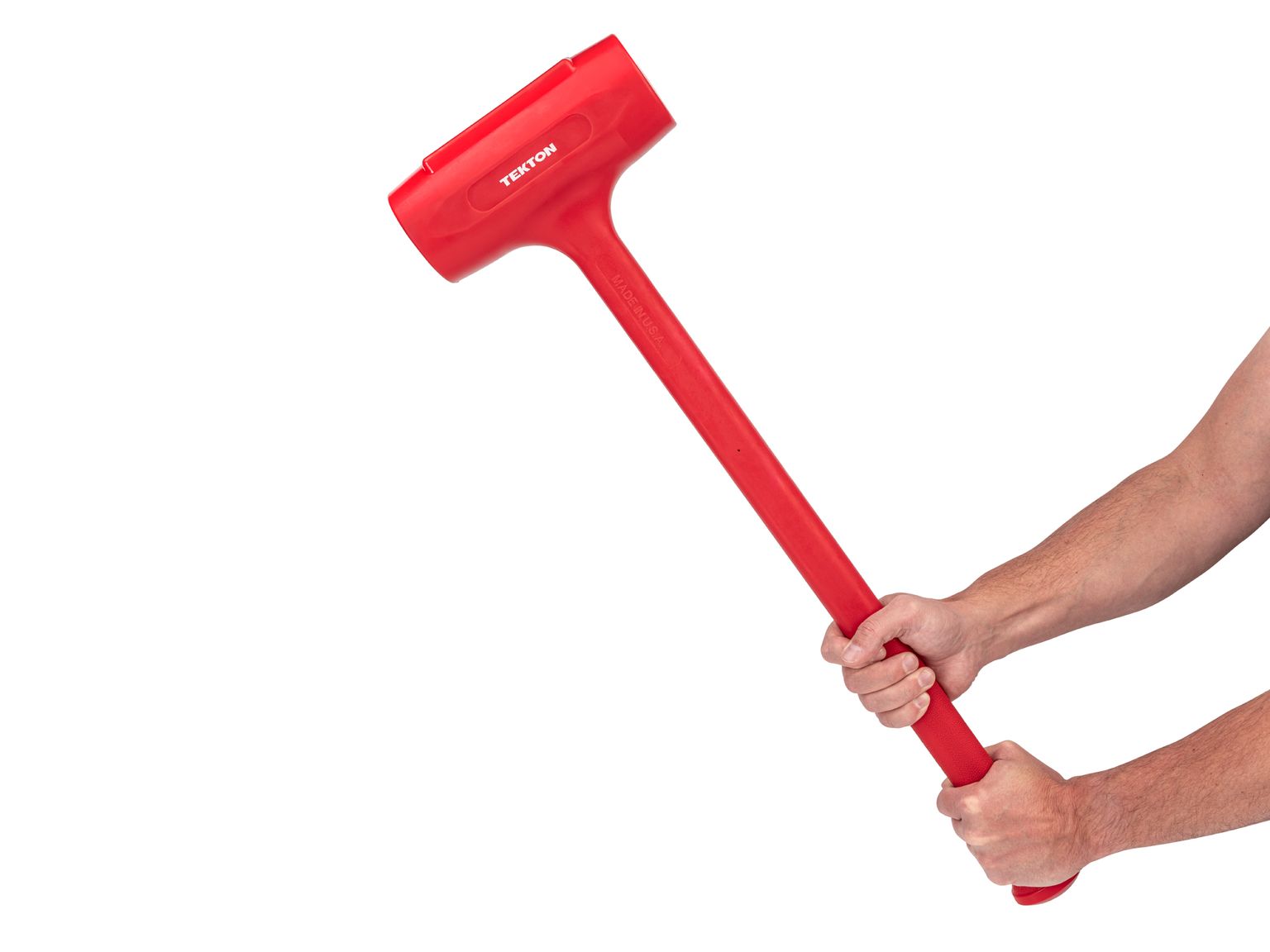 Person holding Tekton tools only dead blow hammer set. Item #HDB70182