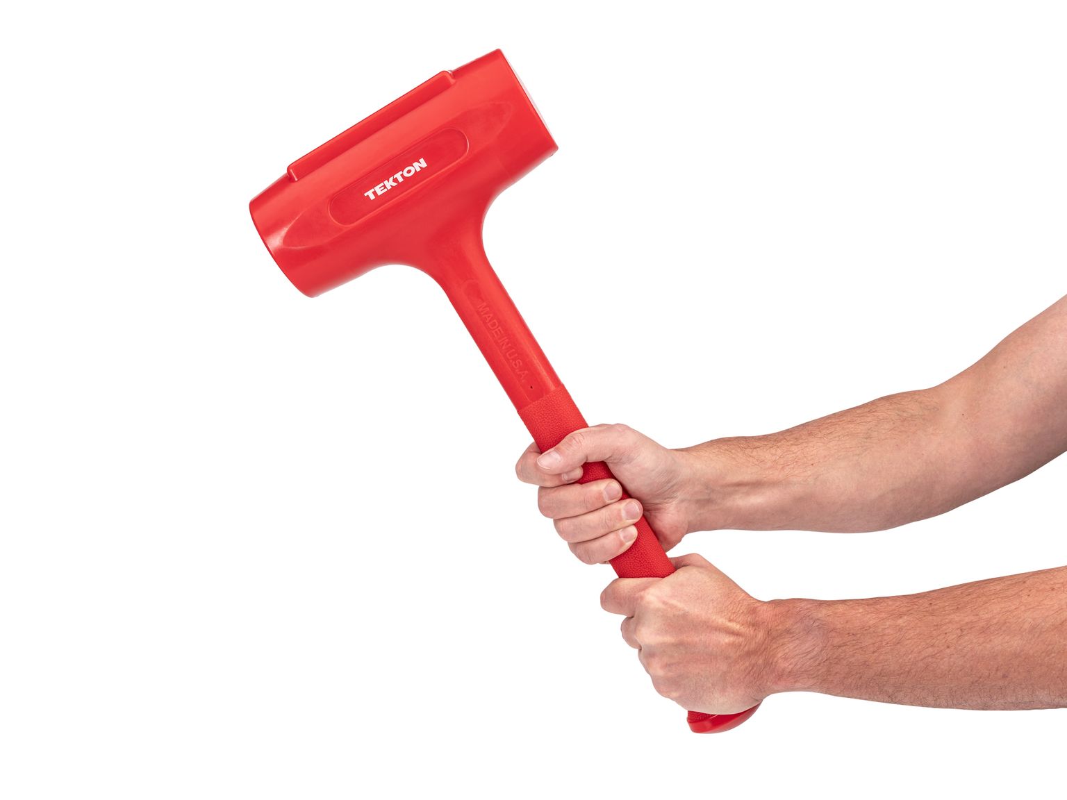 Person holding Tekton tools only dead blow hammer set. Item #HDB71152